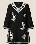 Monochrome Lace & Floral Embroidered Imported Rayon Tunic Shirt