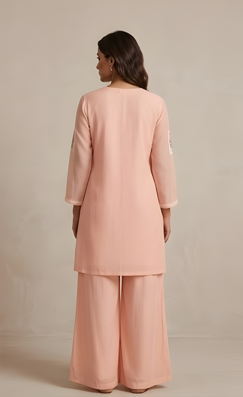 Embroidered Mul Chanderi Tunic & Wide-Leg Co-Ord Set