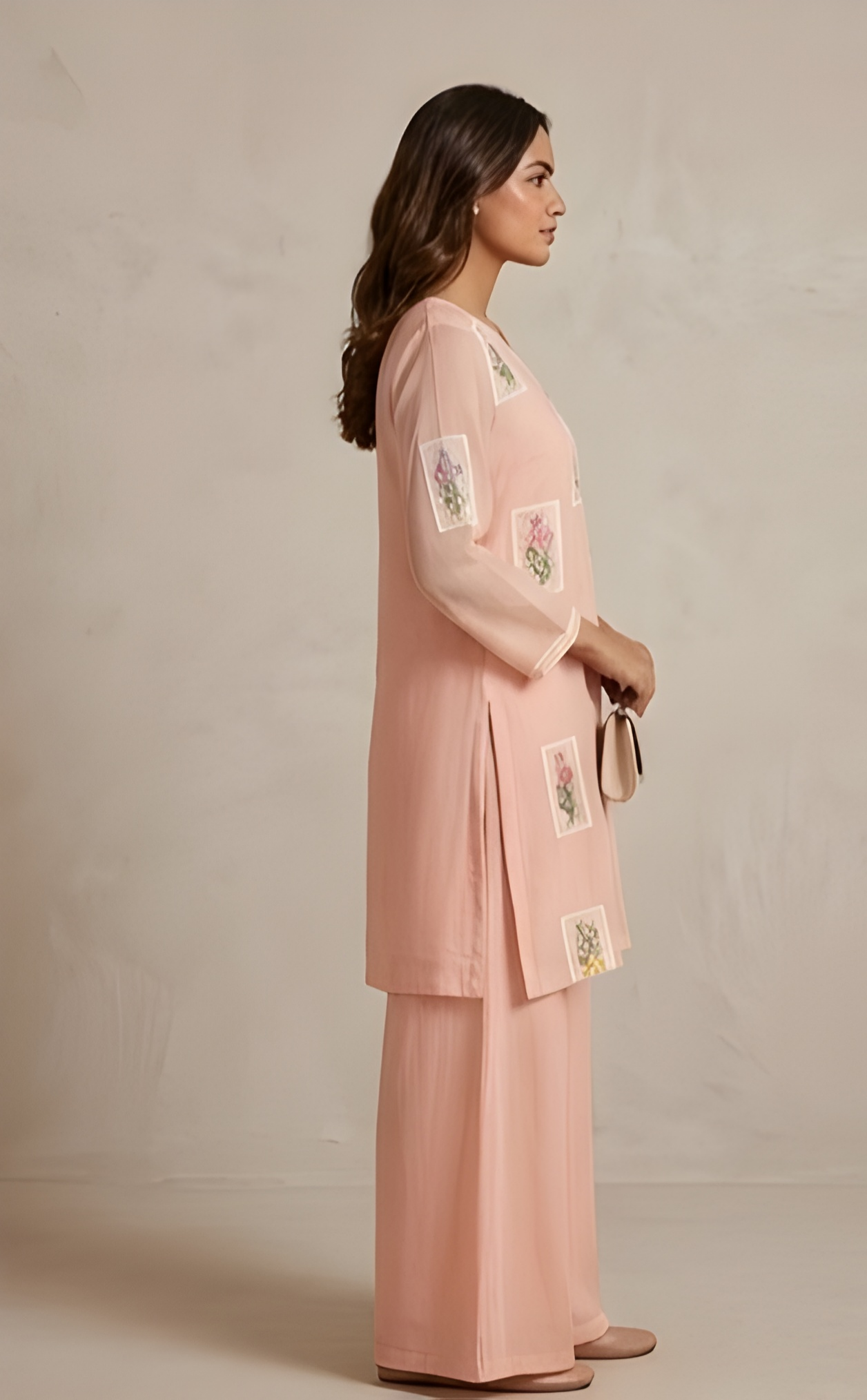 Embroidered Mul Chanderi Tunic & Wide-Leg Co-Ord Set