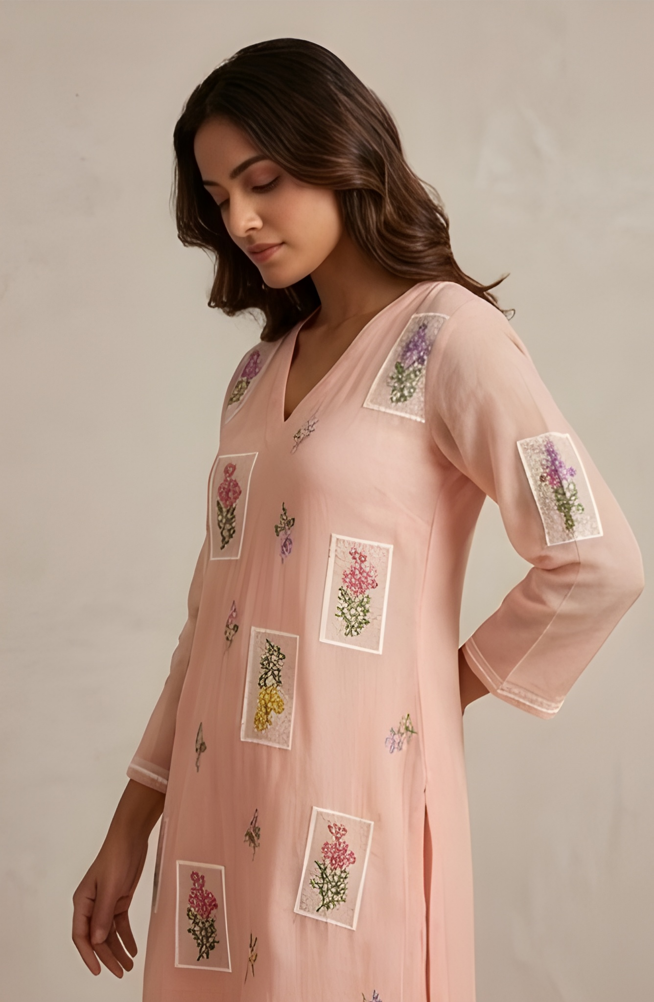 Embroidered Mul Chanderi Tunic & Wide-Leg Co-Ord Set