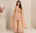 Luxe Rose Gold Shimmer Embroidered Three-Piece Suit