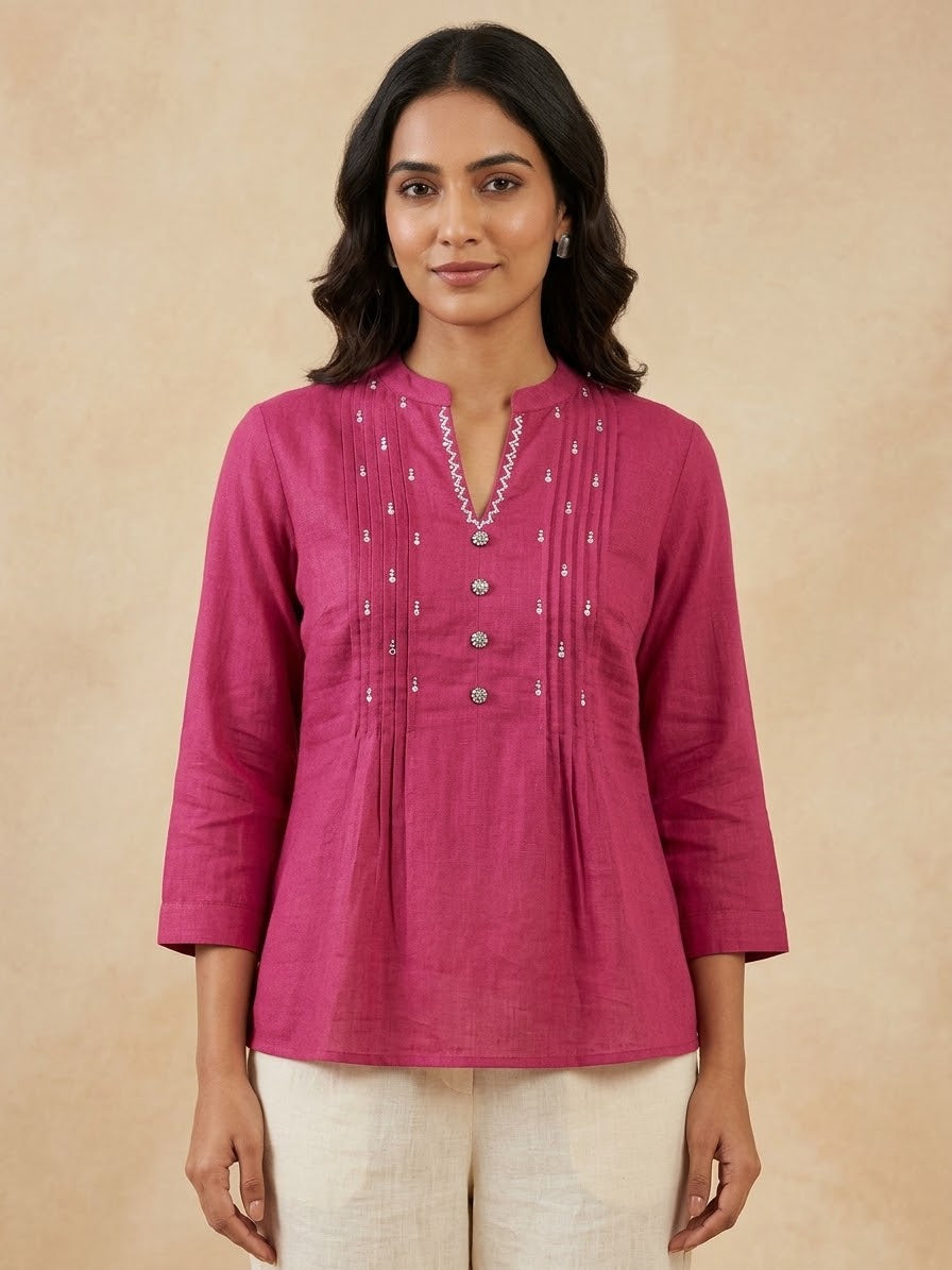 Jaipuri Cotton Floral printed Short top Kurti