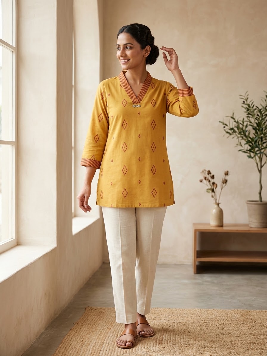 Jaipuri Cotton Floral printed Short top Kurti