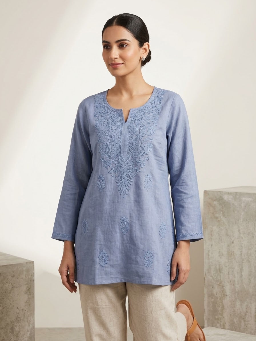 Jaipuri Cotton Floral printed Short top Kurti