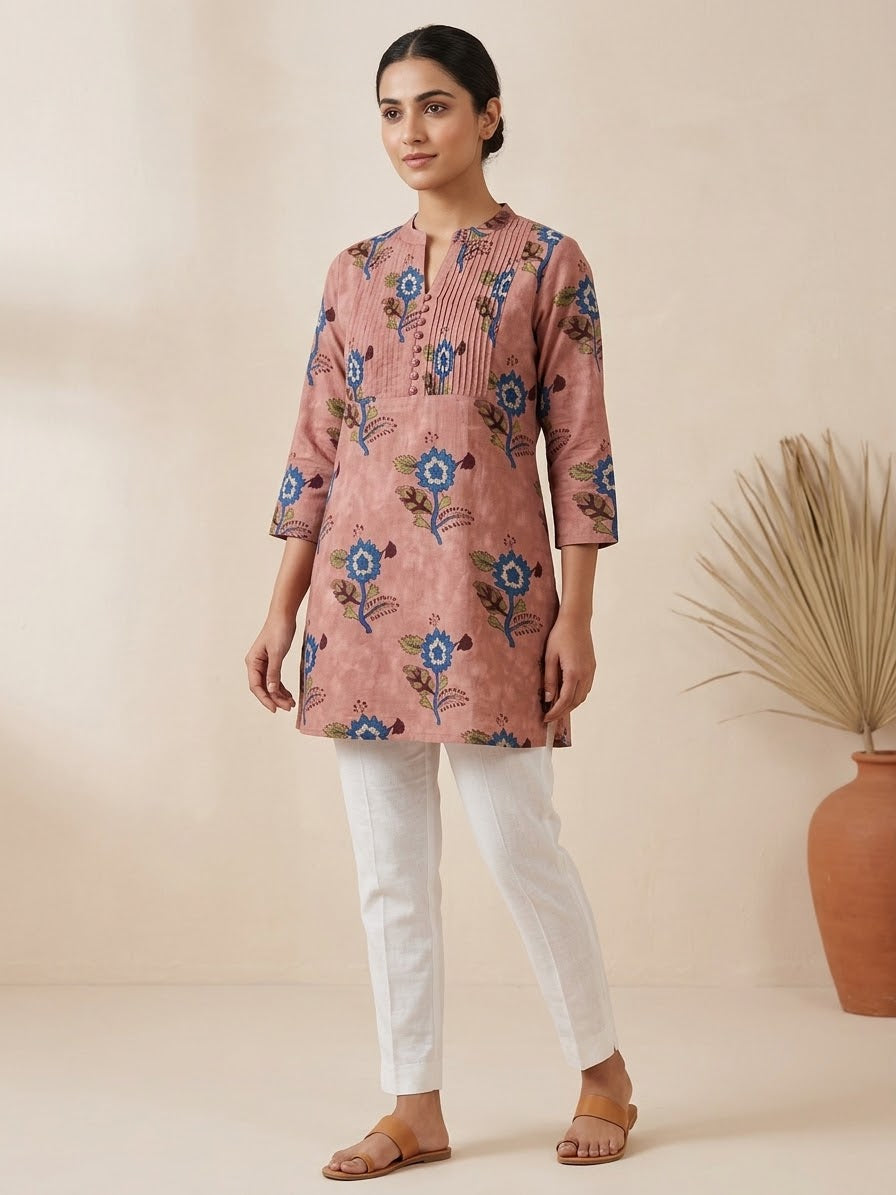 Jaipuri Cotton Floral printed Short top Kurti