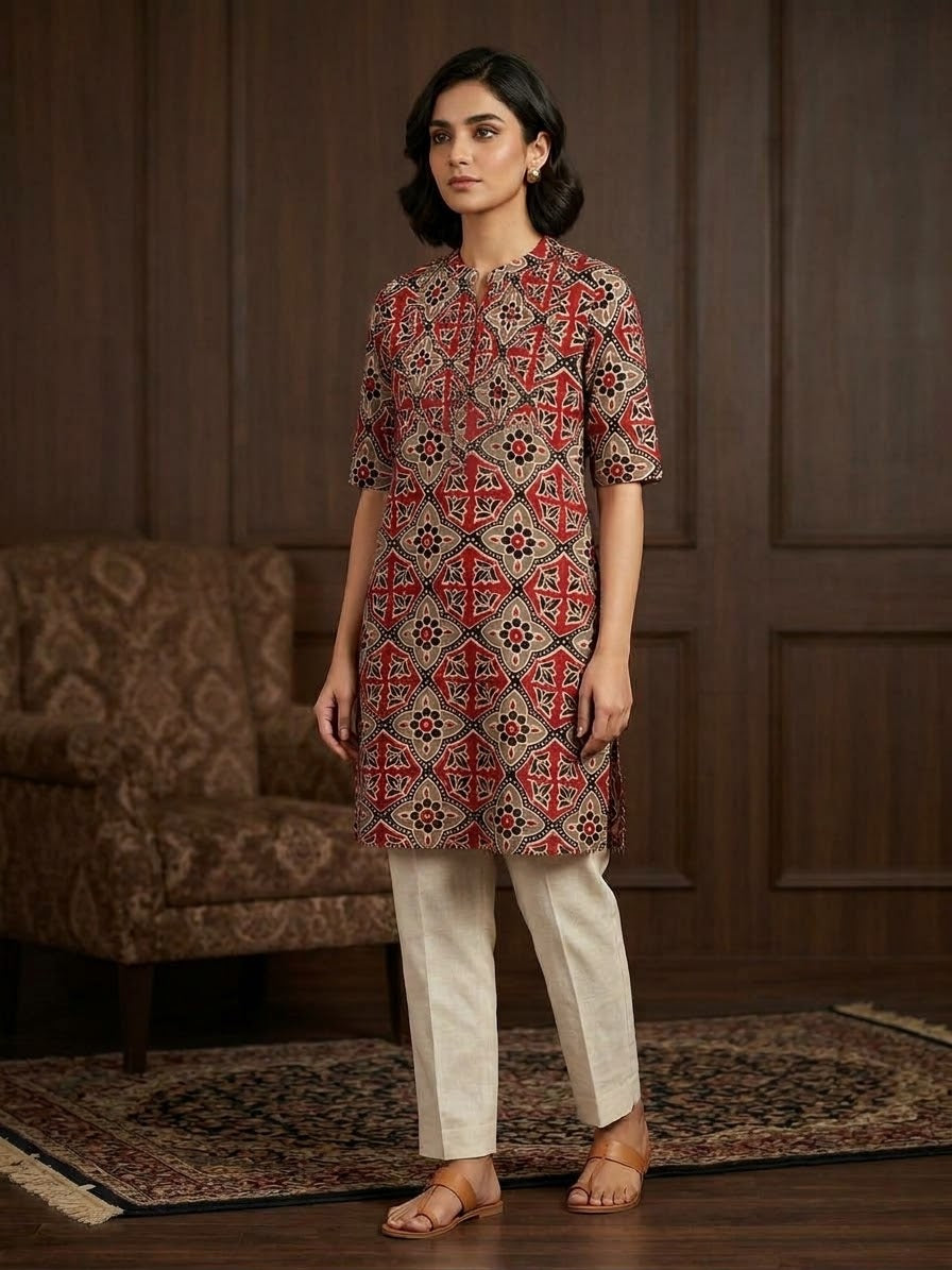 Jaipuri Cotton Floral printed Short top Kurti