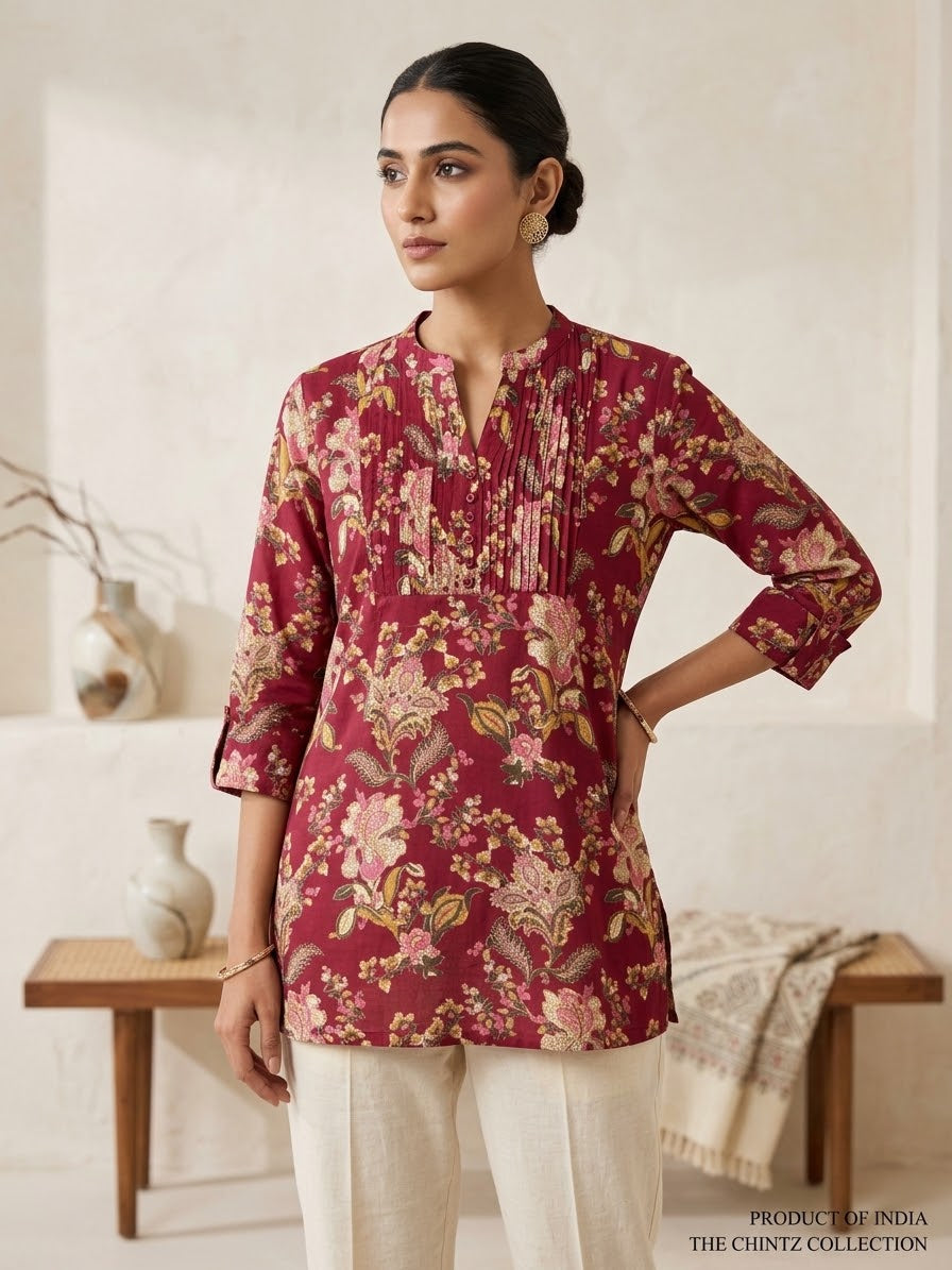 Jaipuri Cotton Floral printed Short top Kurti