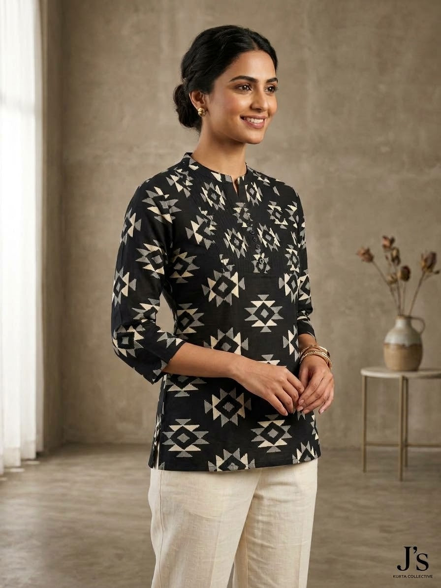 Jaipuri Cotton Floral printed Short top Kurti