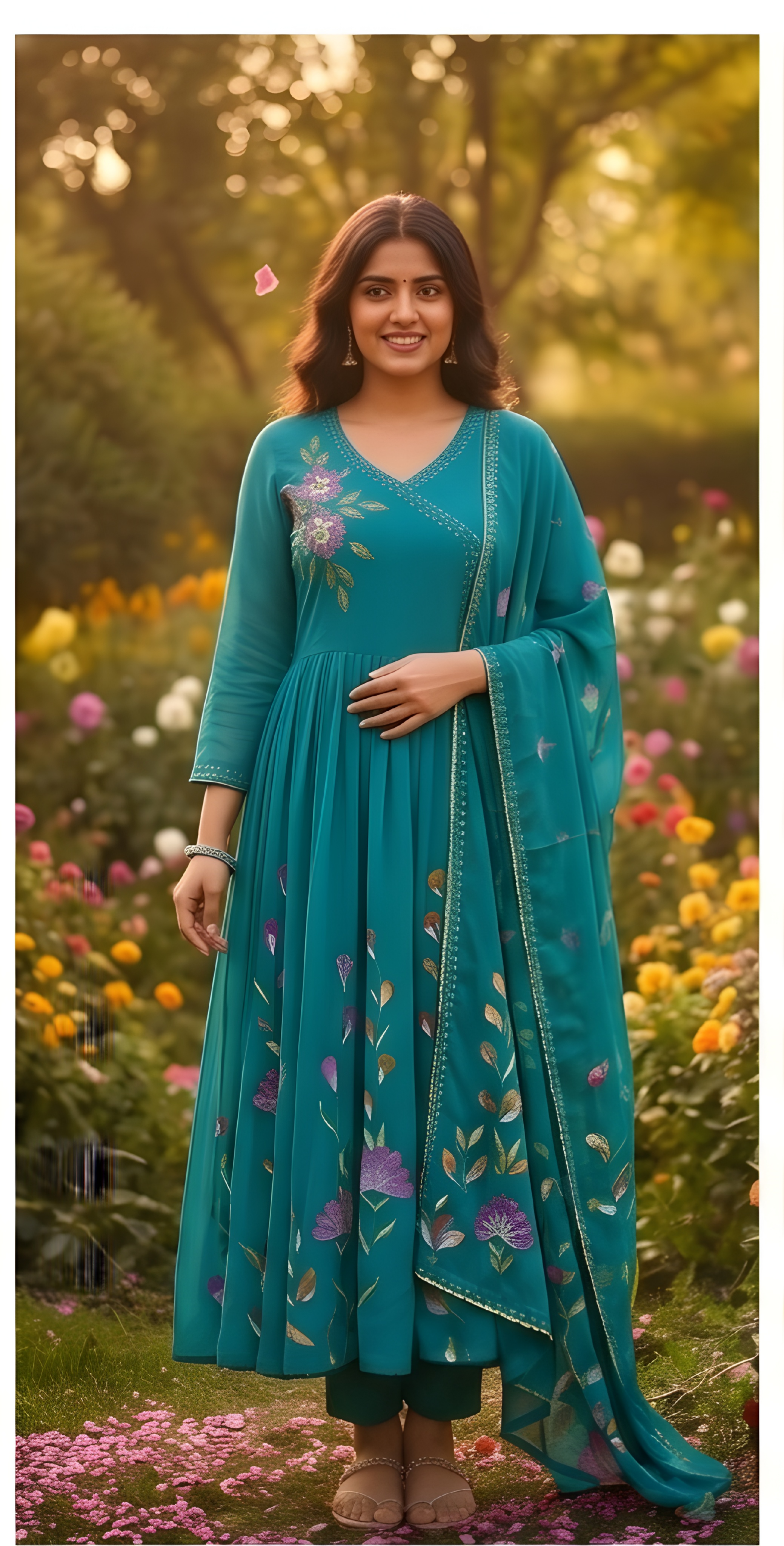 Blue Pure Georgette Kurta Set