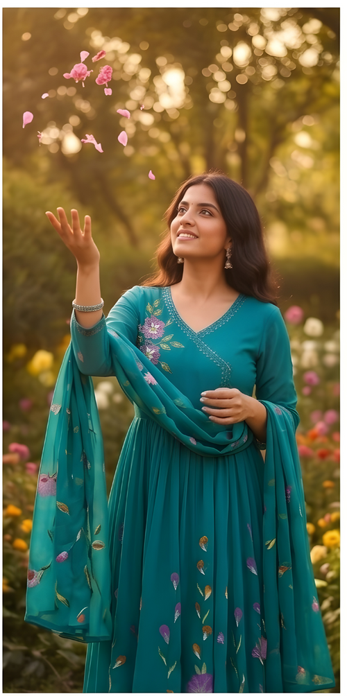 Blue Pure Georgette Kurta Set
