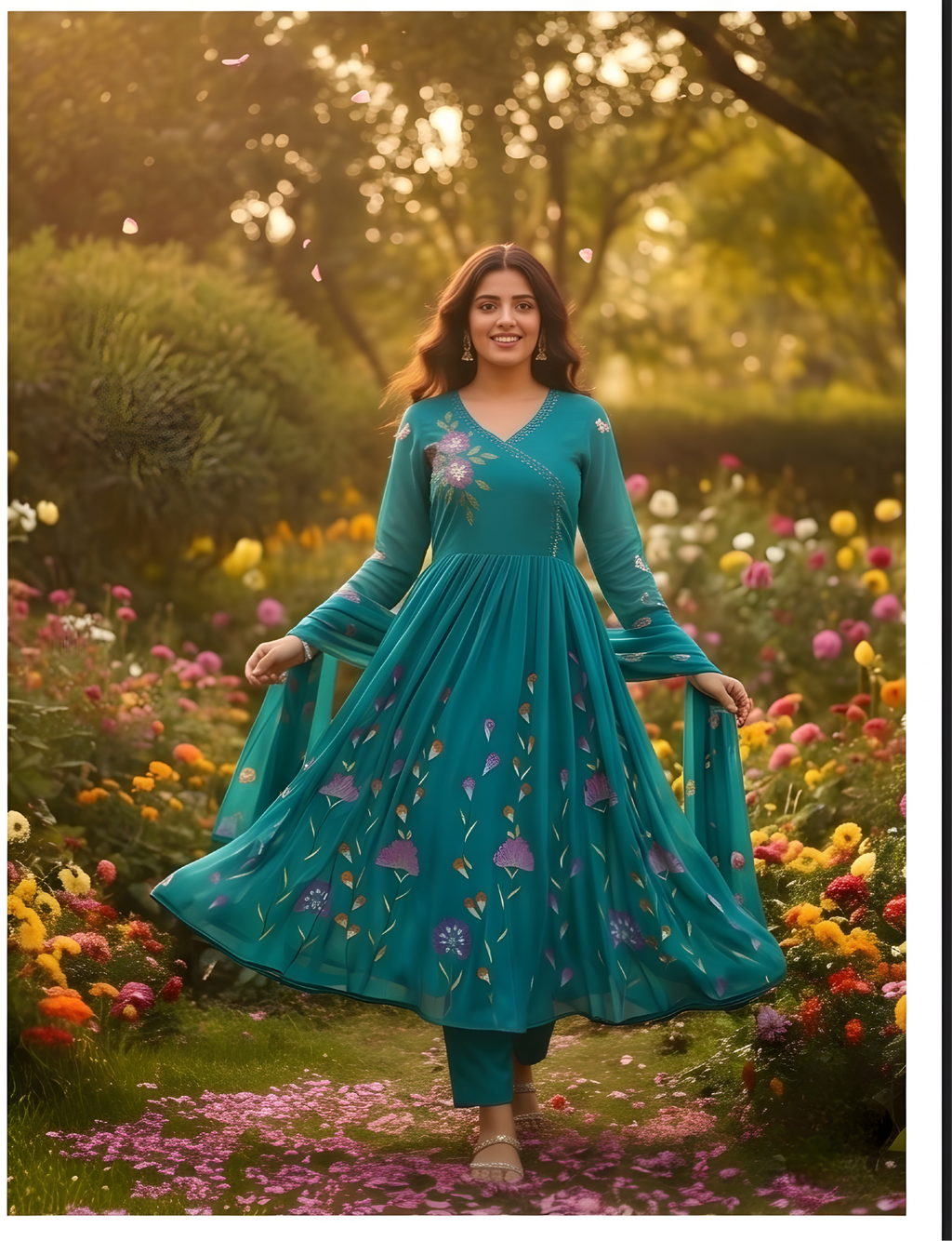 Blue Pure Georgette Kurta Set