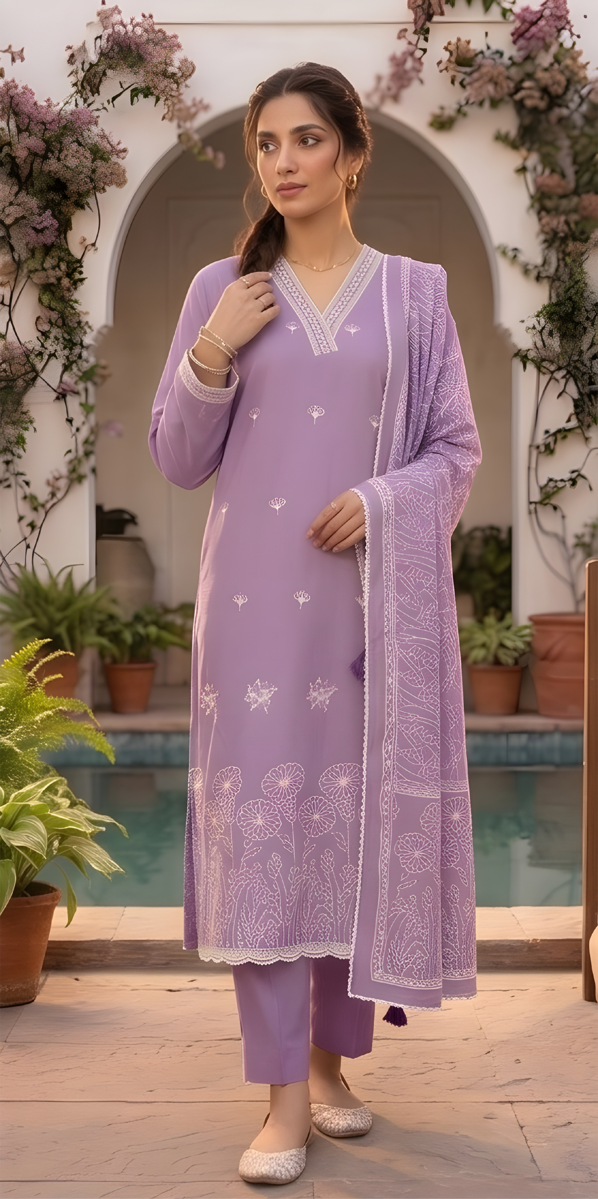 Cotton Kurta Set (Lavender Color)