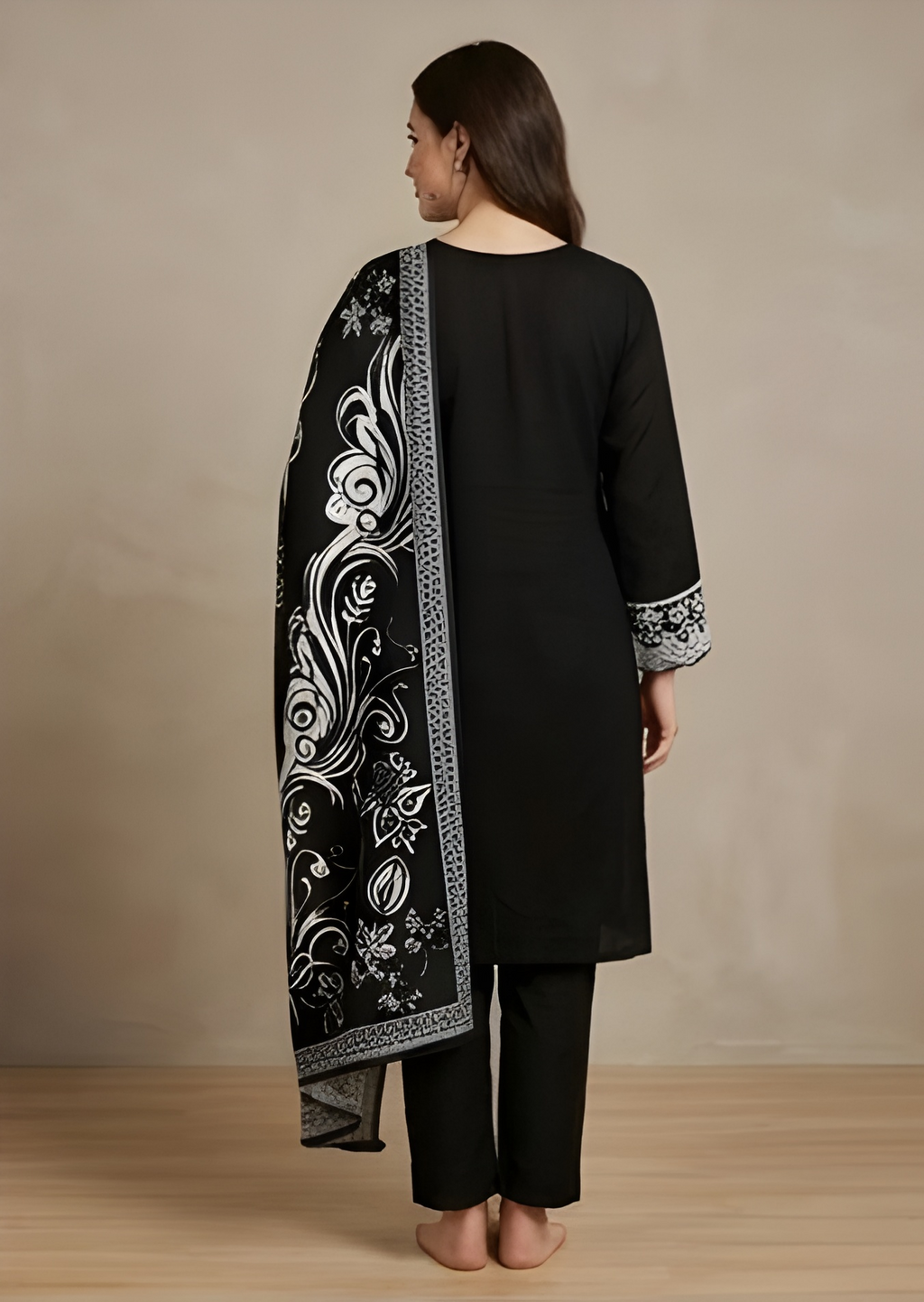 Black Three Piece Kurta set