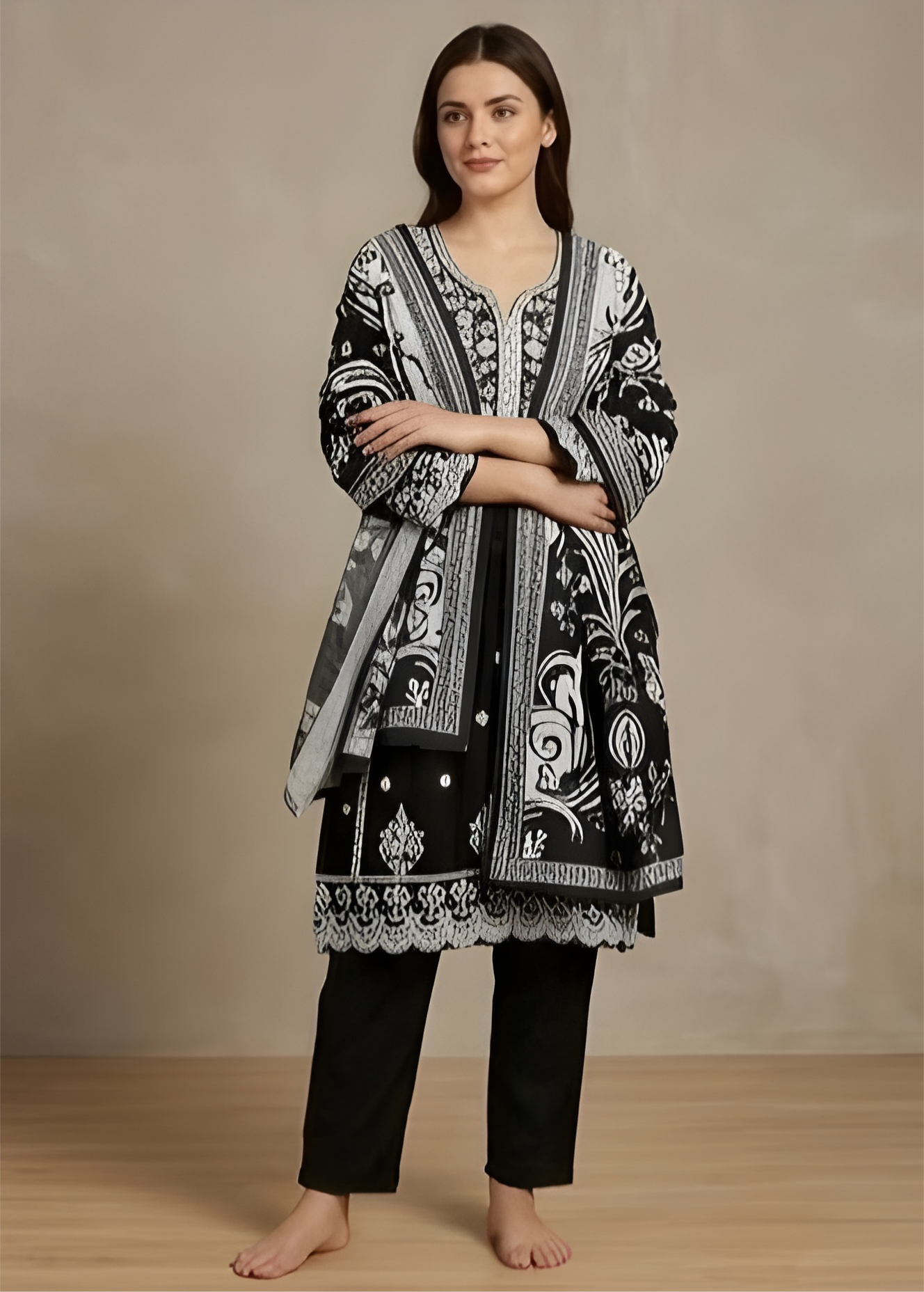 Black Three Piece Kurta set