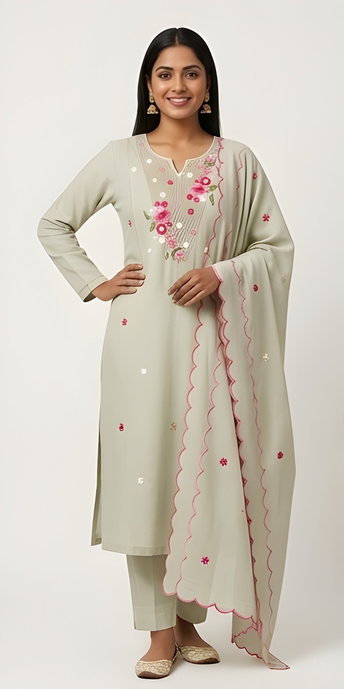 Silk Three Piece Kurta Set
