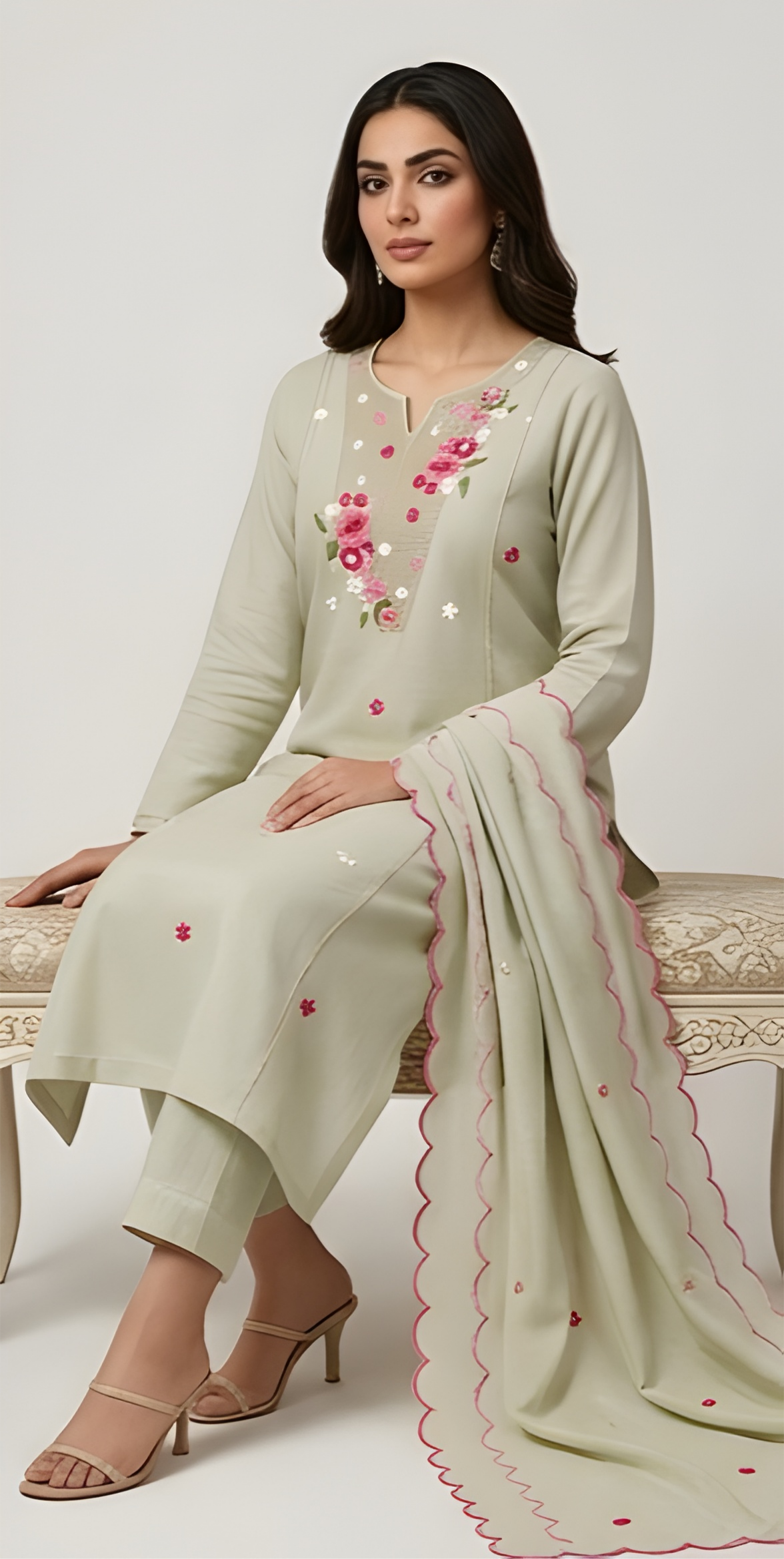 Silk Three Piece Kurta Set