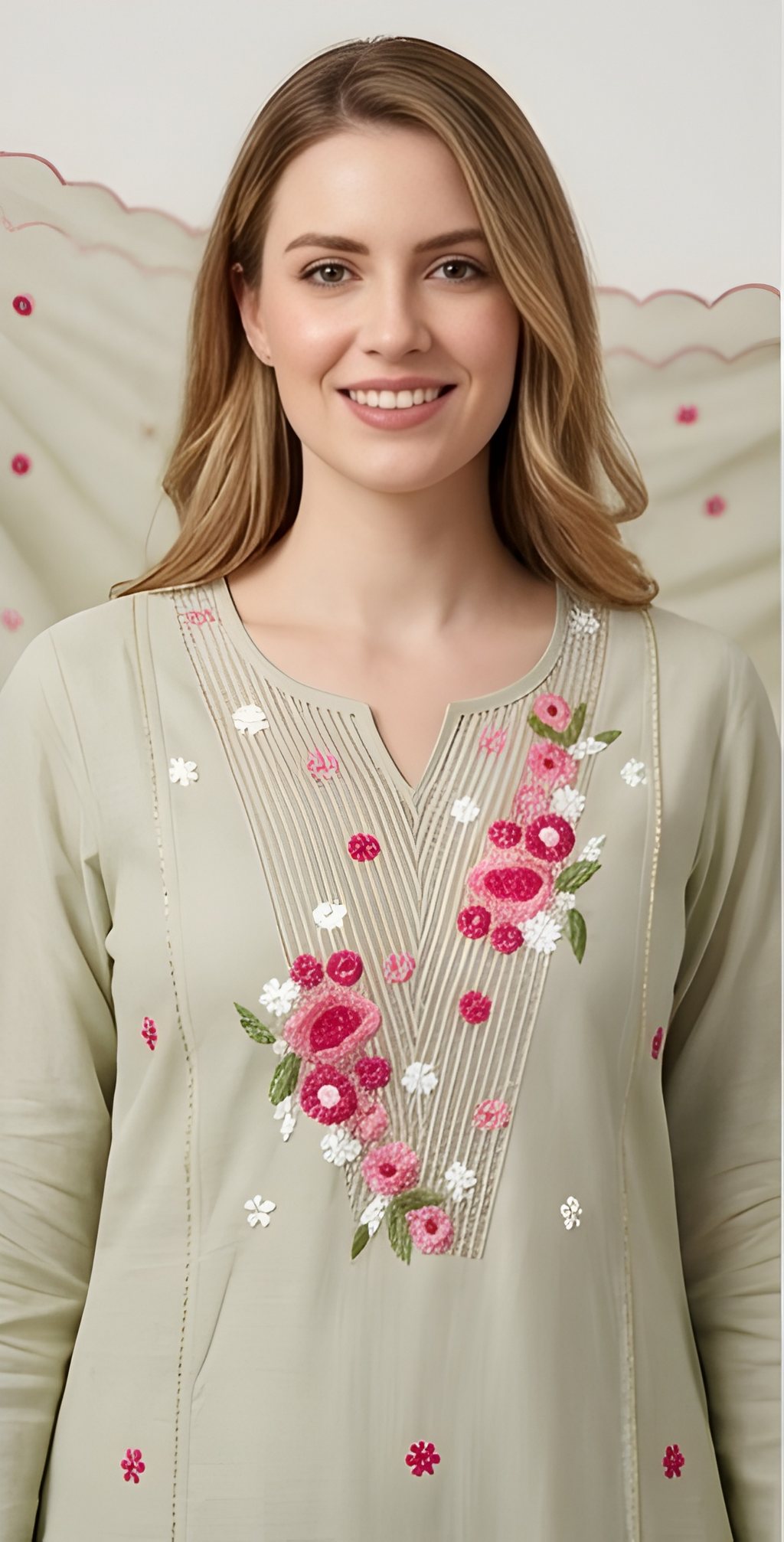 Silk Three Piece Kurta Set
