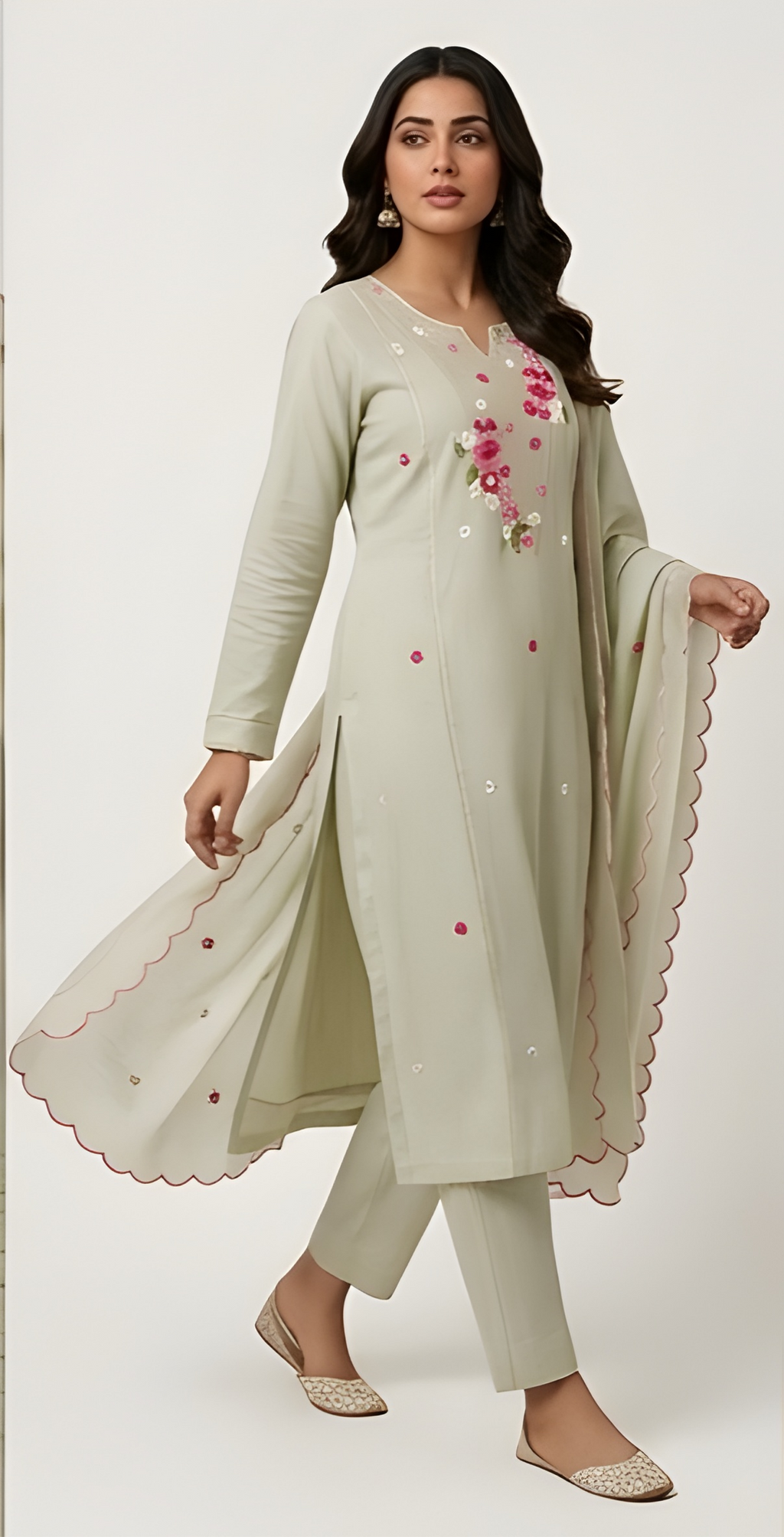 Silk Three Piece Kurta Set