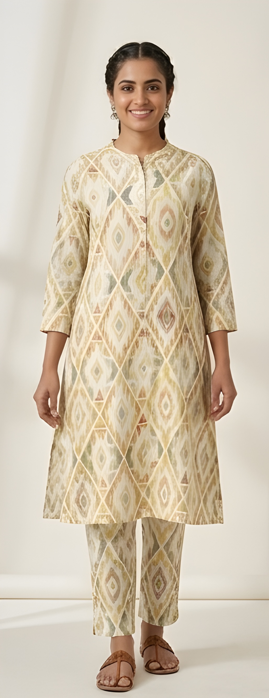 Premium Slub Rayon Straight Tunic with Matching Trousers