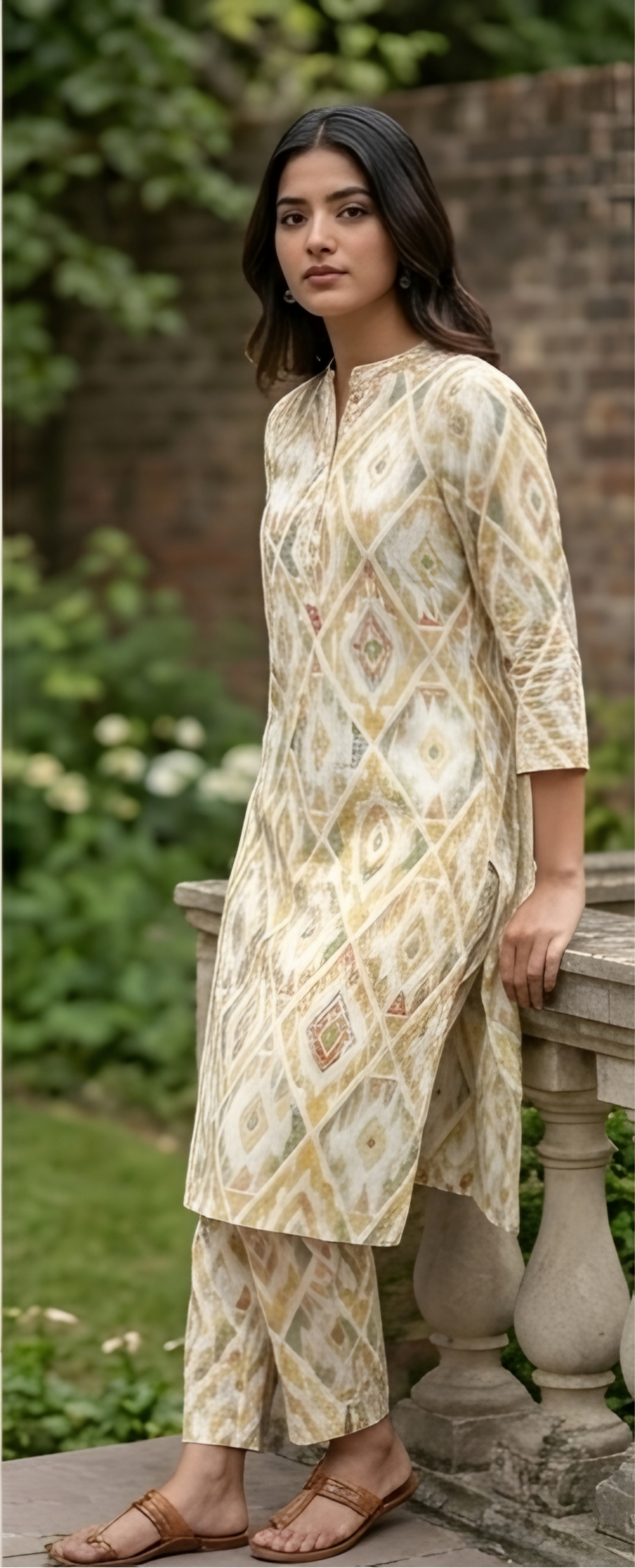 Premium Slub Rayon Straight Tunic with Matching Trousers