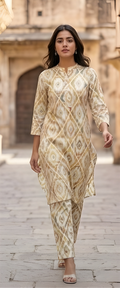 Premium Slub Rayon Straight Tunic with Matching Trousers