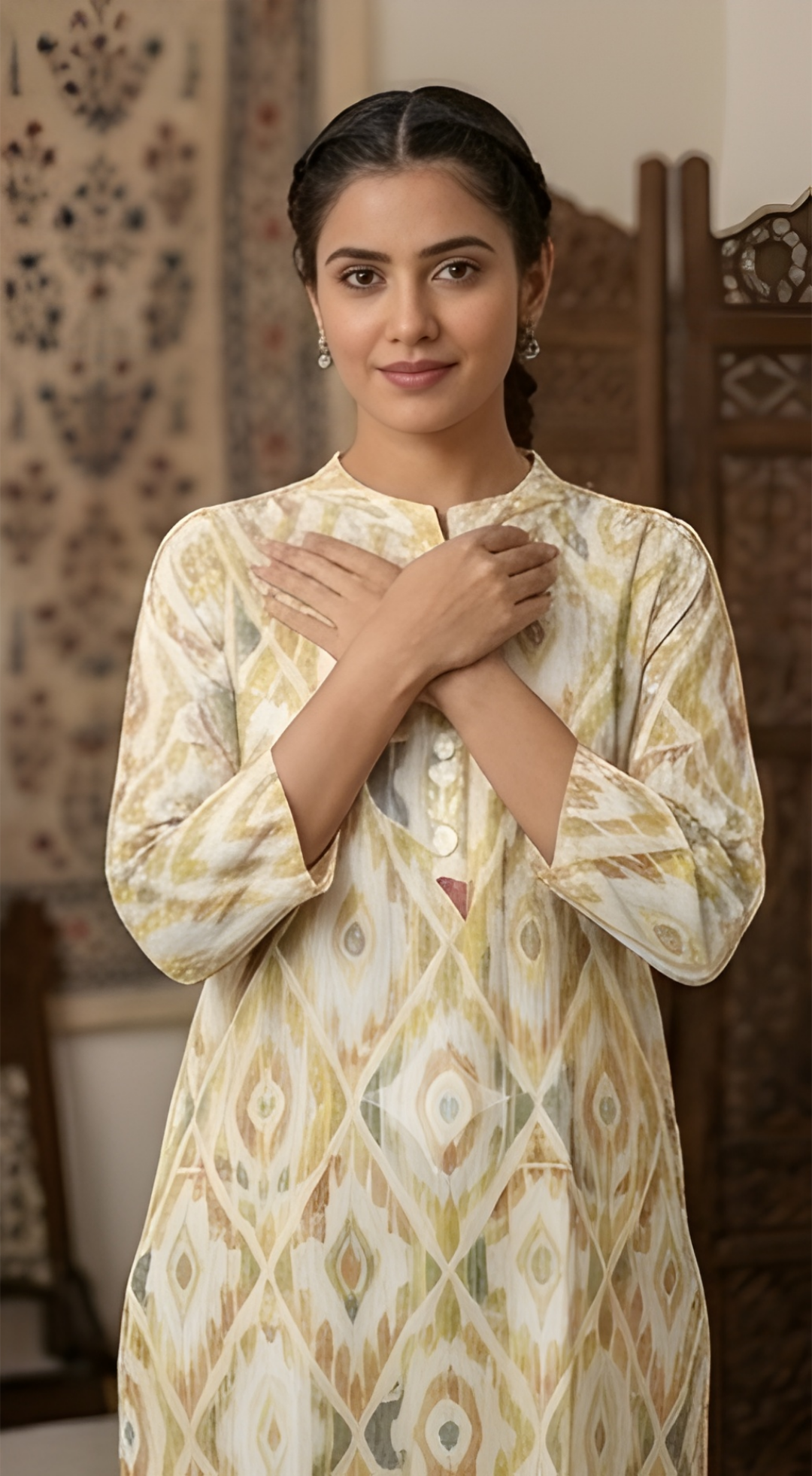Premium Slub Rayon Straight Tunic with Matching Trousers