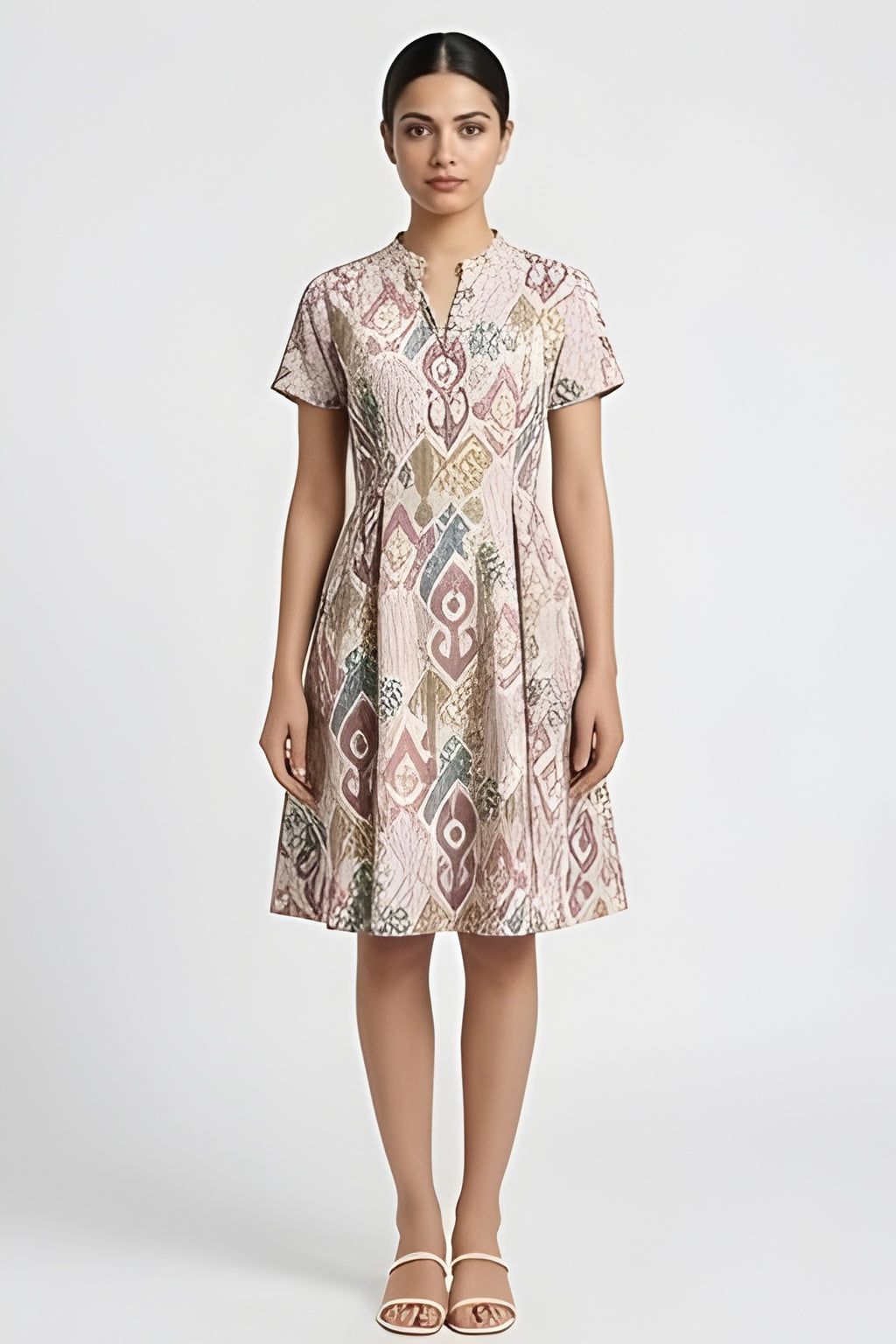 Women's Print Paper Cotton A-Line Dress