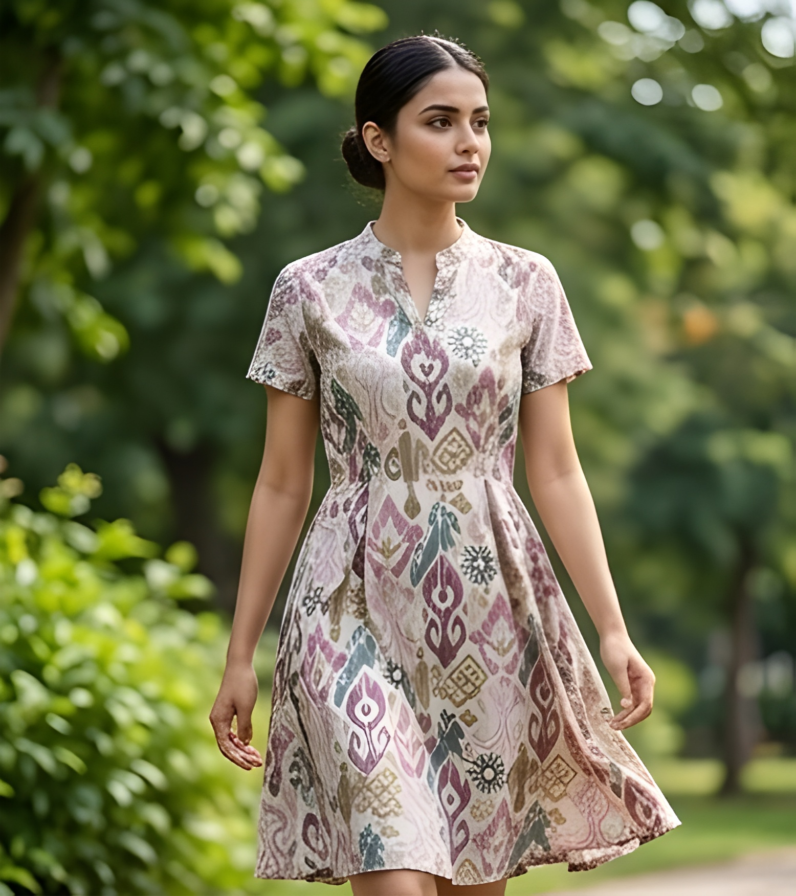Women's Print Paper Cotton A-Line Dress