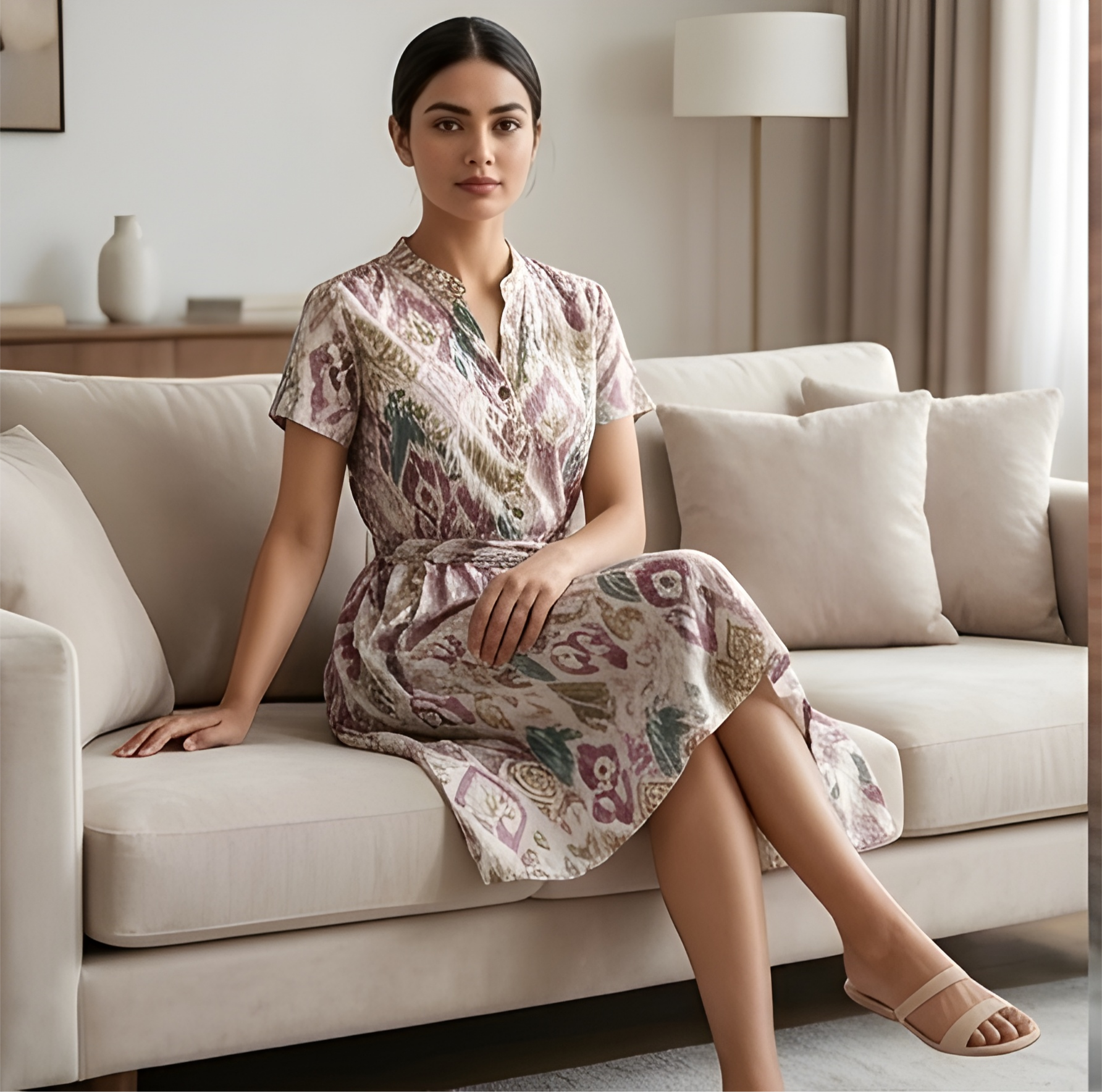 Women's Print Paper Cotton A-Line Dress