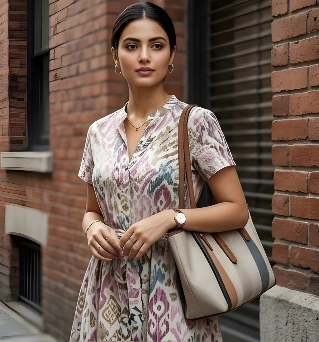 Women's Print Paper Cotton A-Line Dress