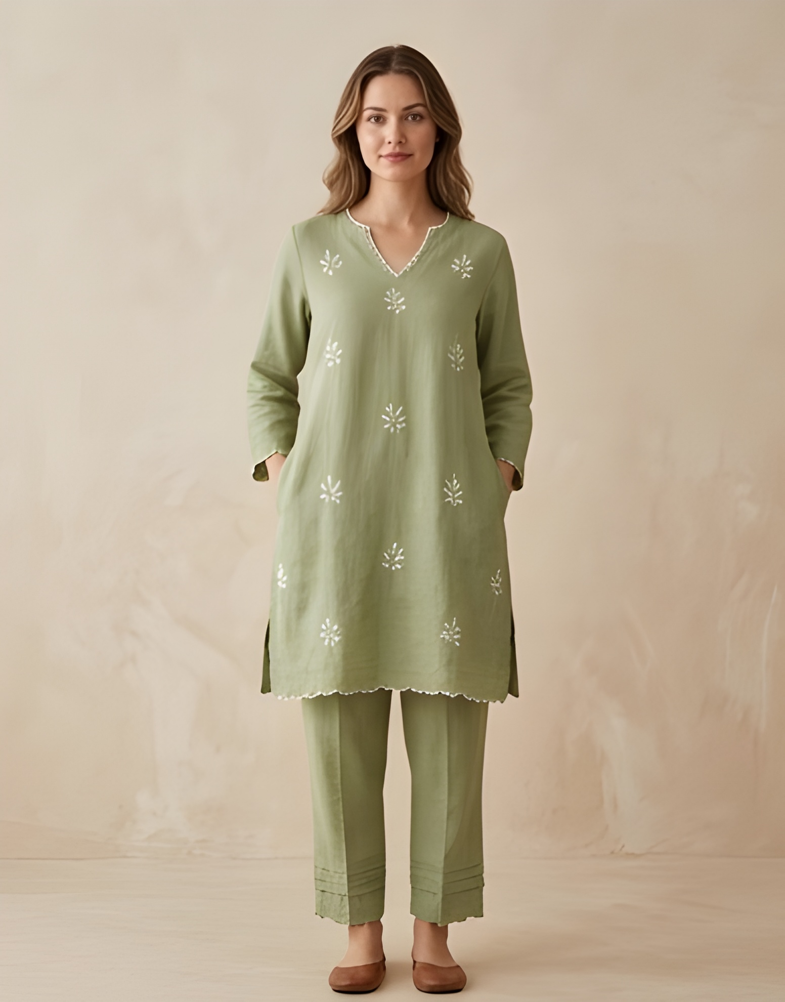 Co-Ord dress (LIGHT OLIVE GREEN COLOR)