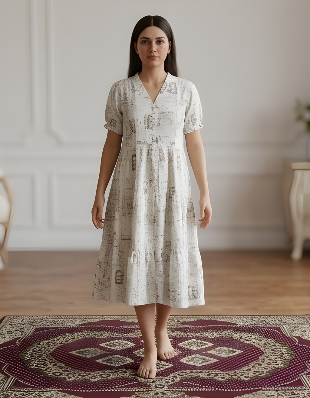 Women's Abstract Print Off White Kurti.