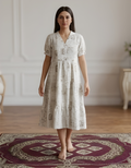 Women's Abstract Print Off White Kurti.
