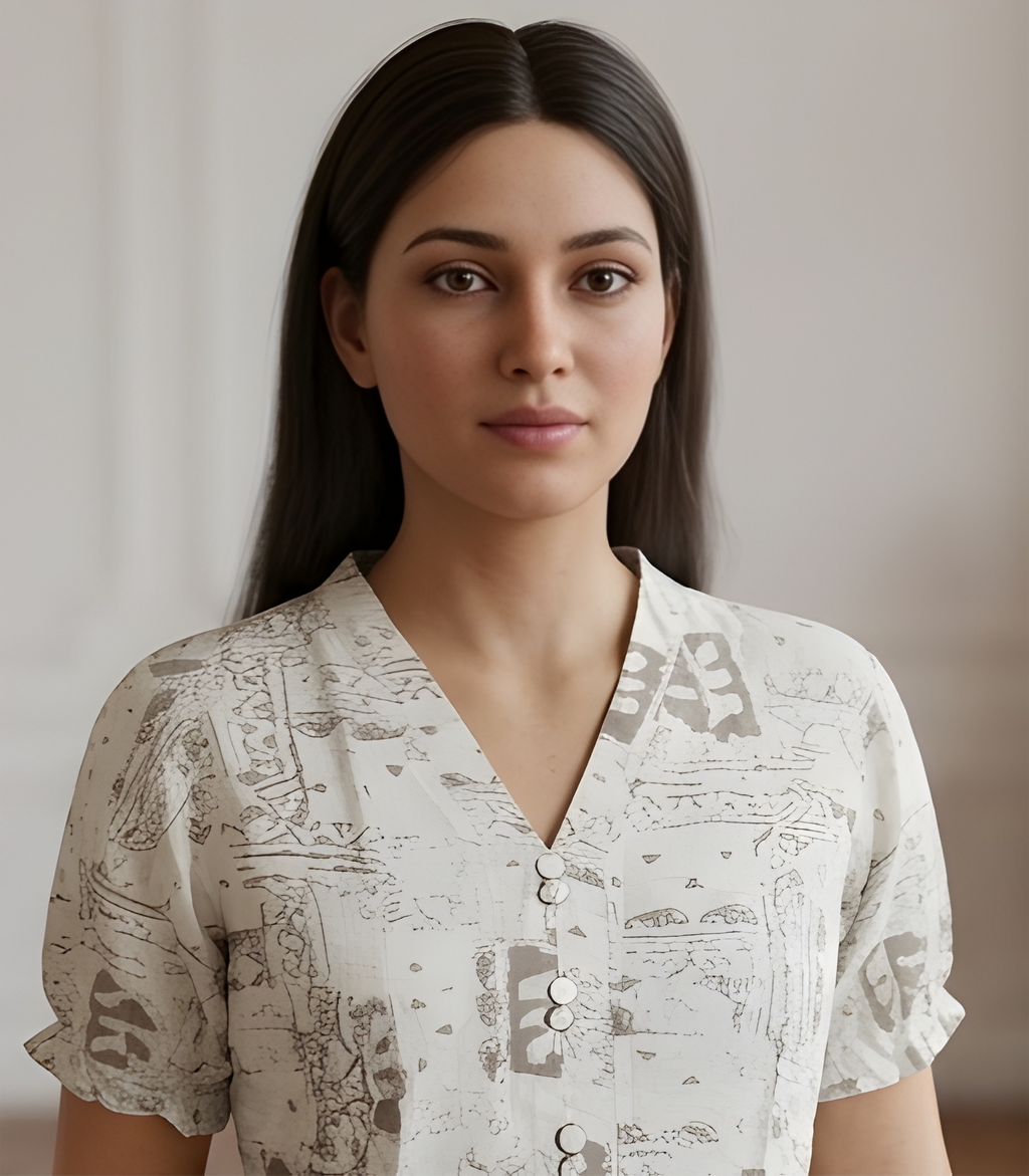 Women's Abstract Print Off White Kurti.