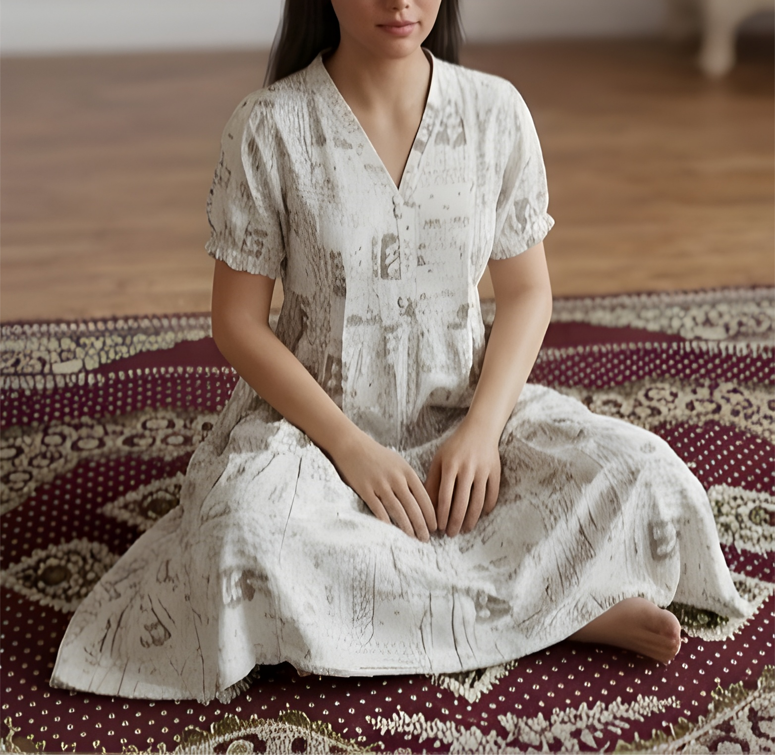 Women's Abstract Print Off White Kurti.