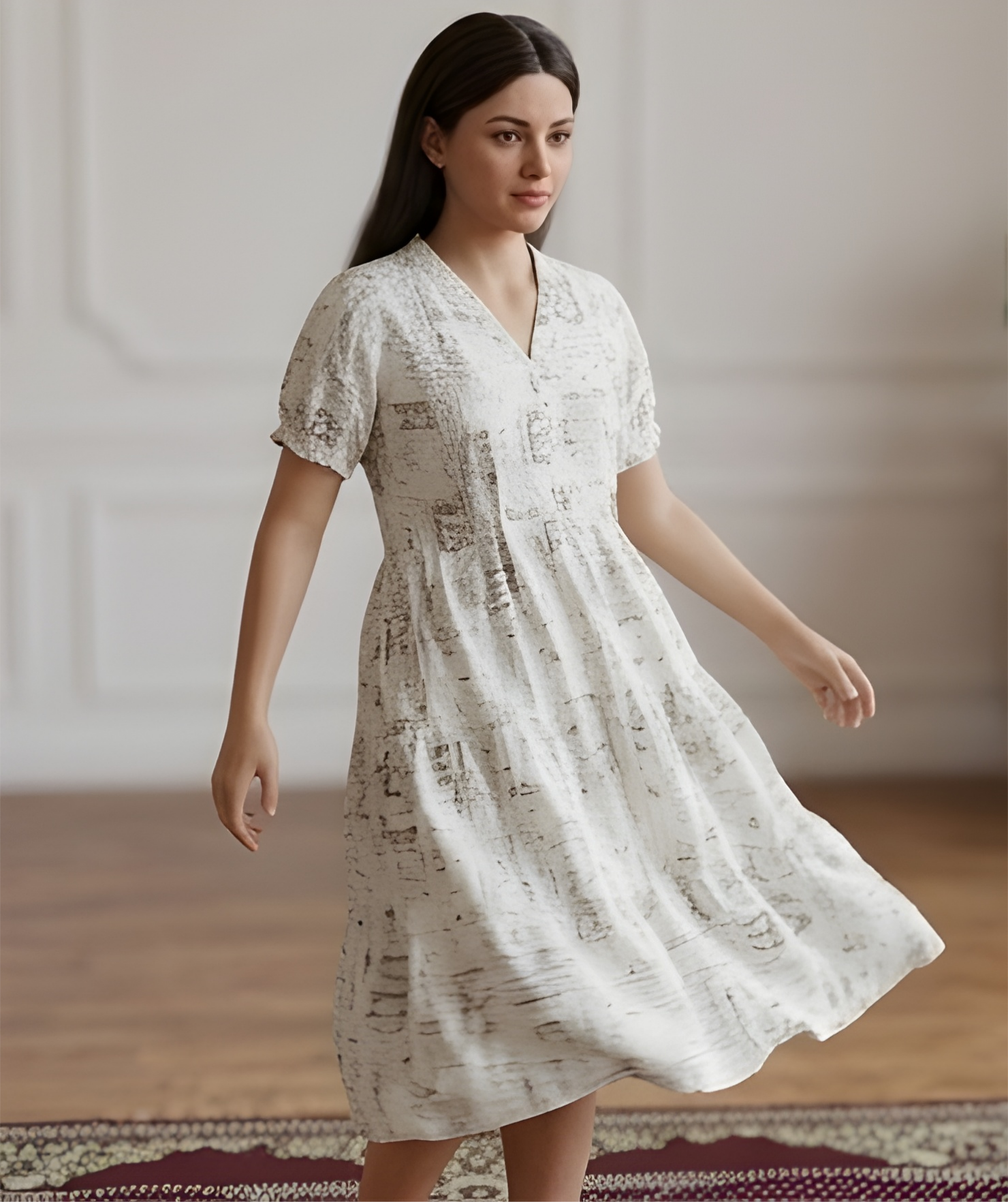 Women's Abstract Print Off White Kurti.