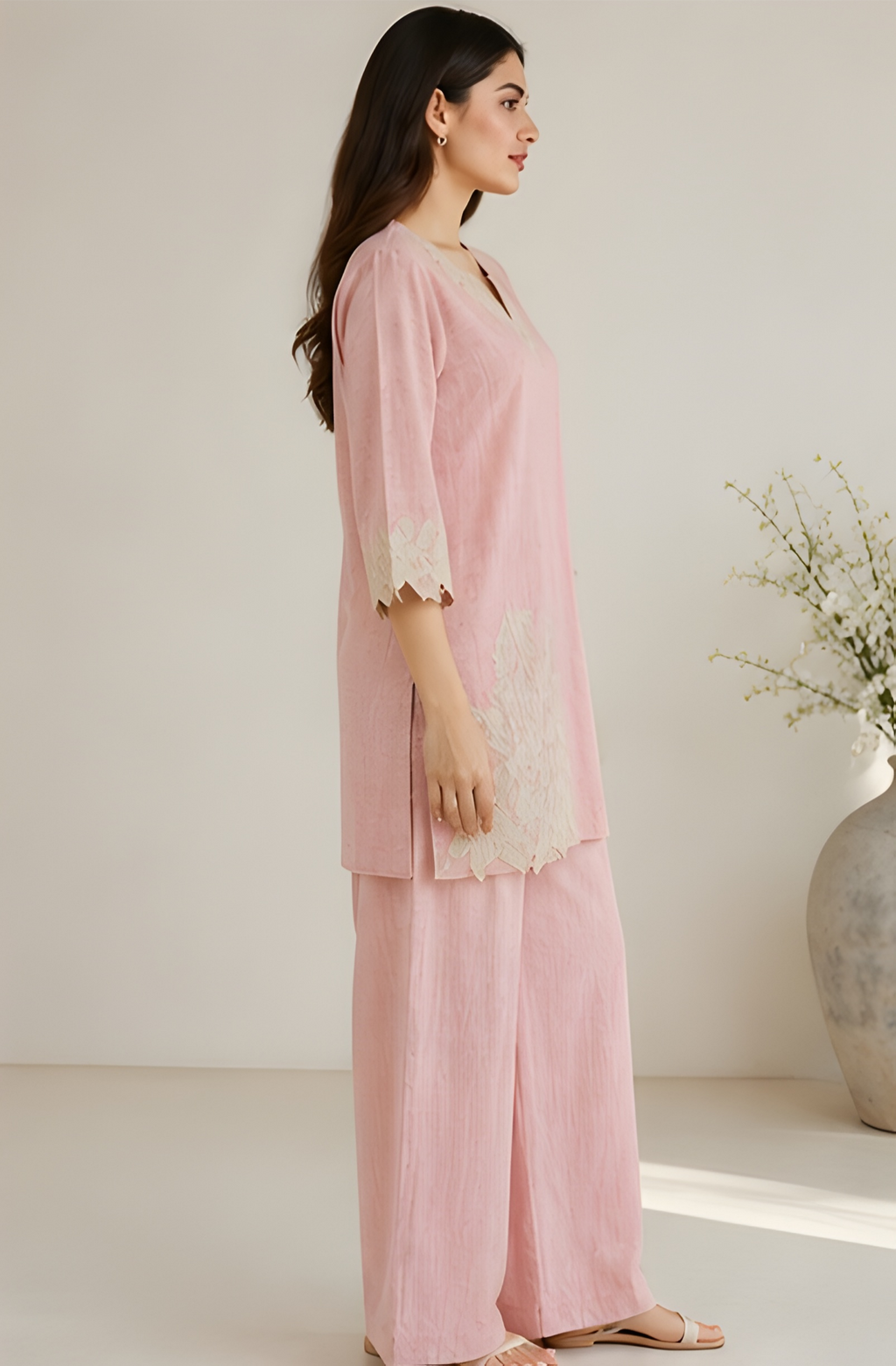 Flora Cutwork Applique Cotton Co-Ord Set