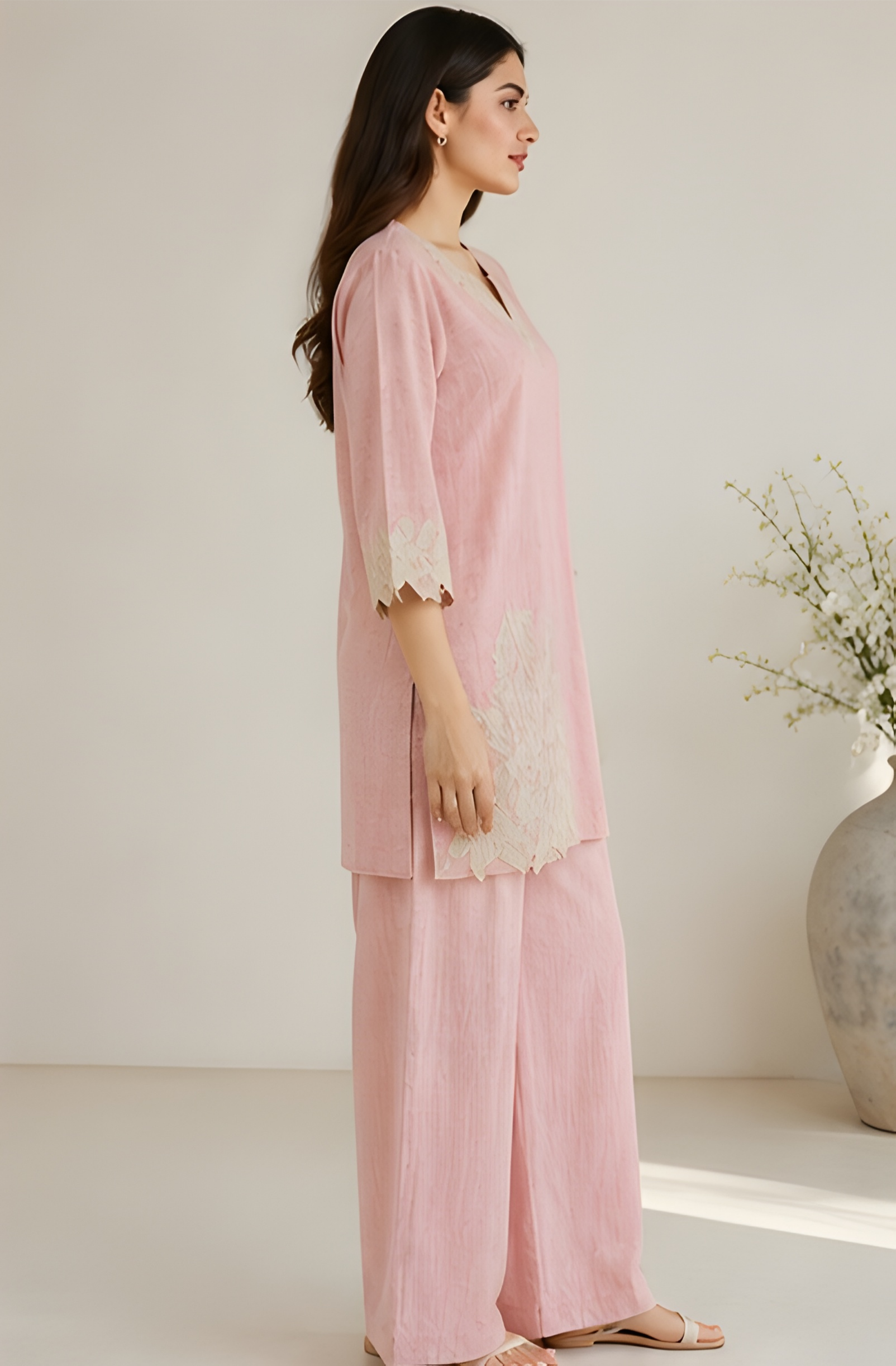 Flora Cutwork Applique Cotton Co-Ord Set