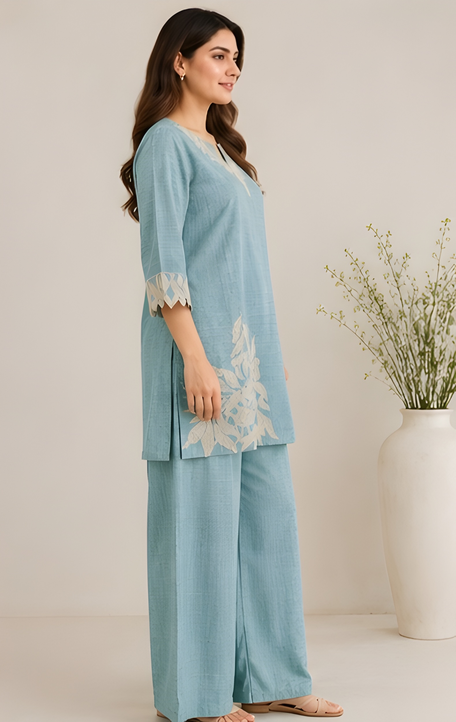 Flora Cutwork Applique Cotton Co-Ord Set