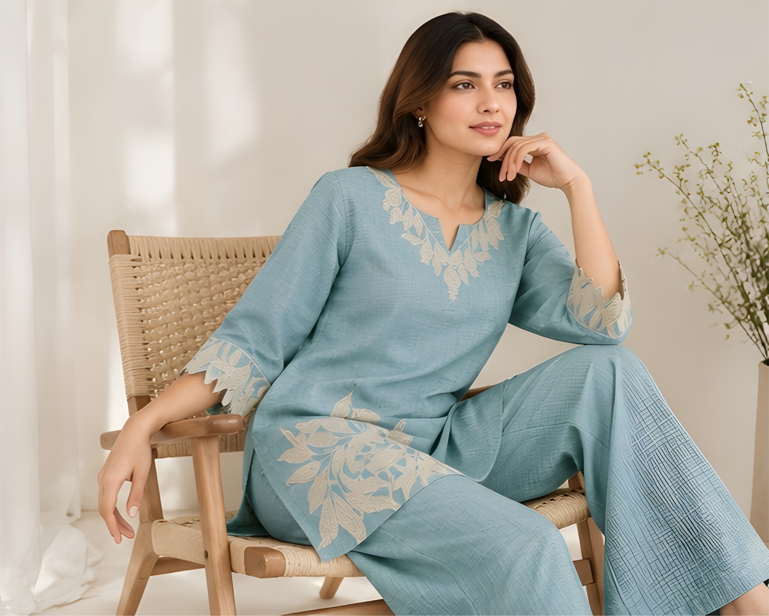 Flora Cutwork Applique Cotton Co-Ord Set