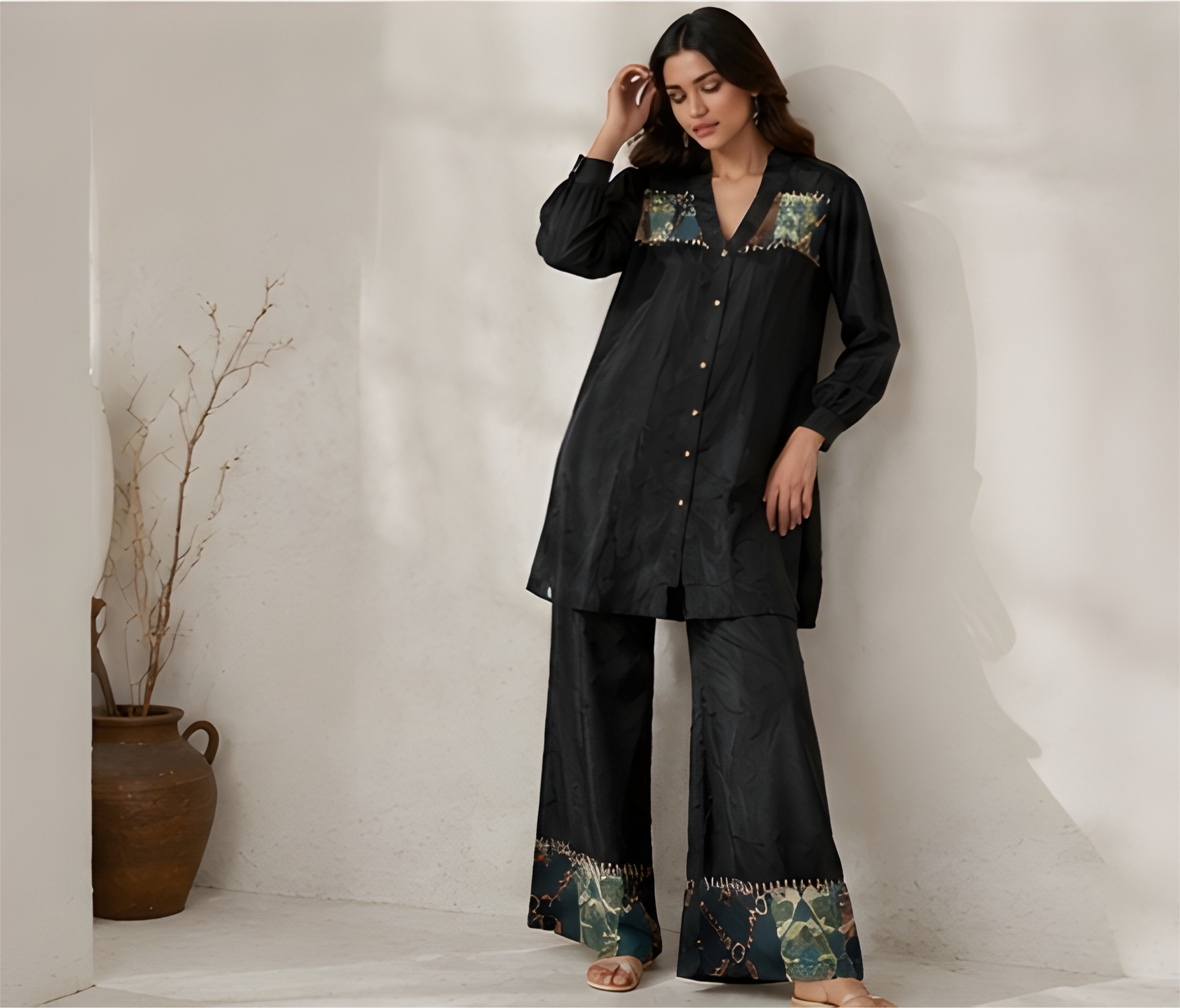Black Printed Co-Ord Set