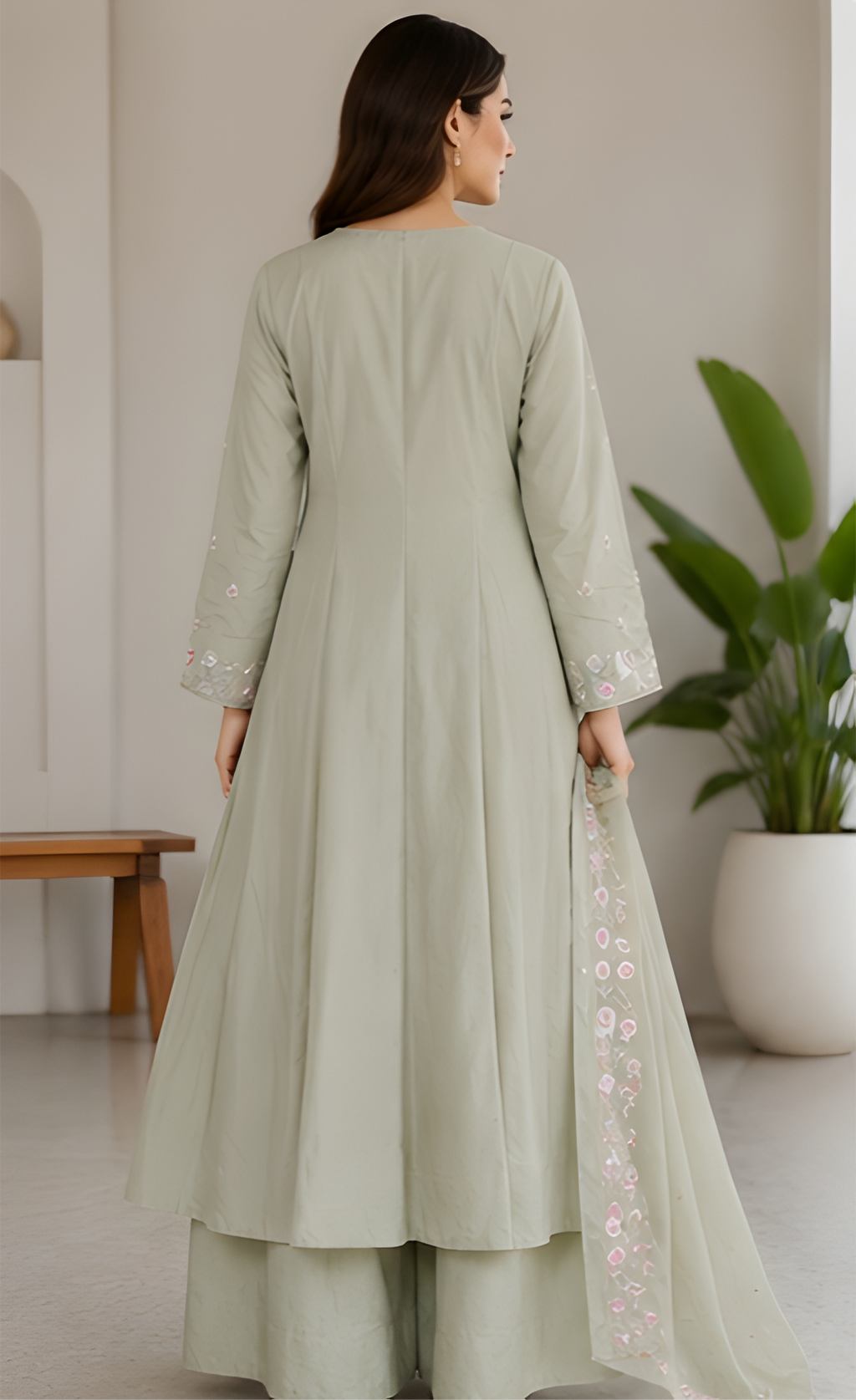 Embroidered Anarkali Three Piece Suit