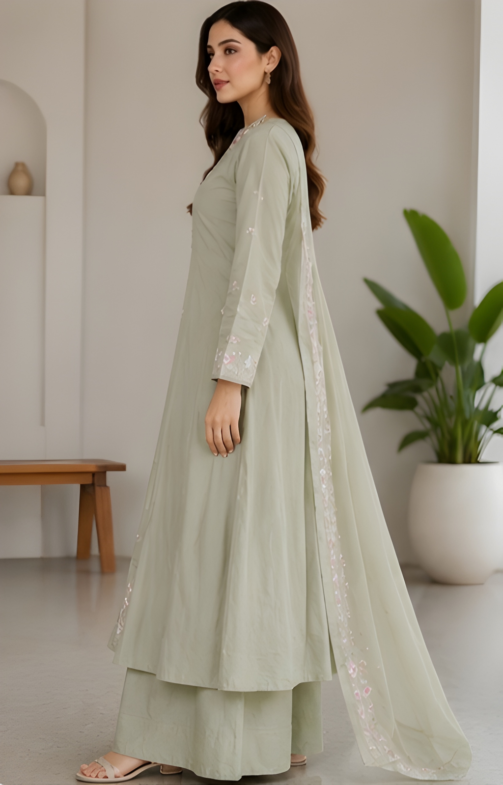 Embroidered Anarkali Three Piece Suit