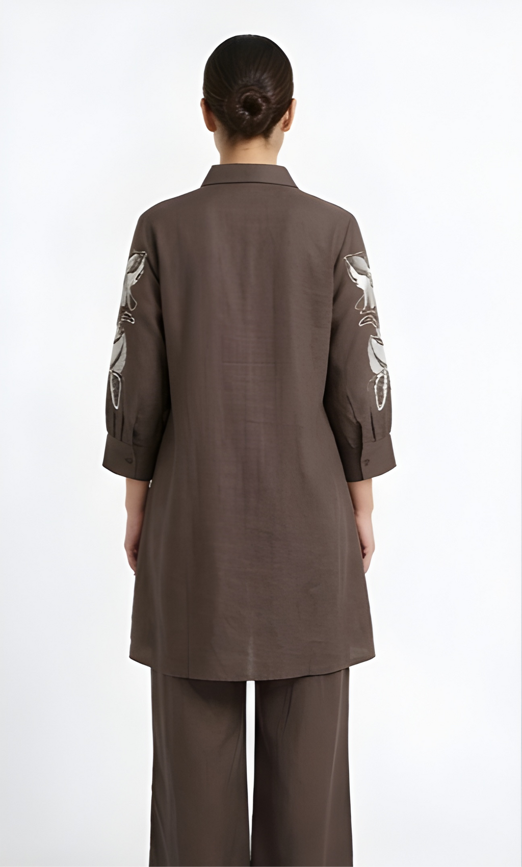 Floral Embroidered Premium Cotton Tunic & Wide-Leg Co-Ord Set