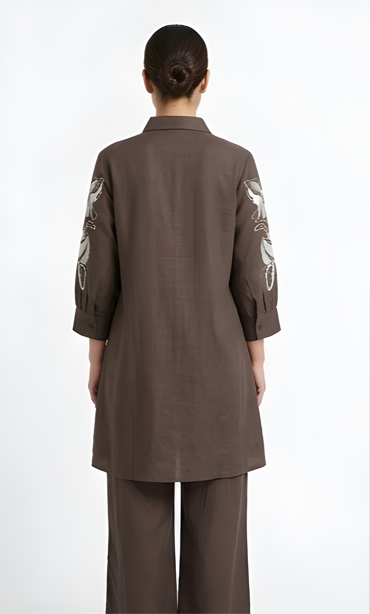 Floral Embroidered Premium Cotton Tunic & Wide-Leg Co-Ord Set