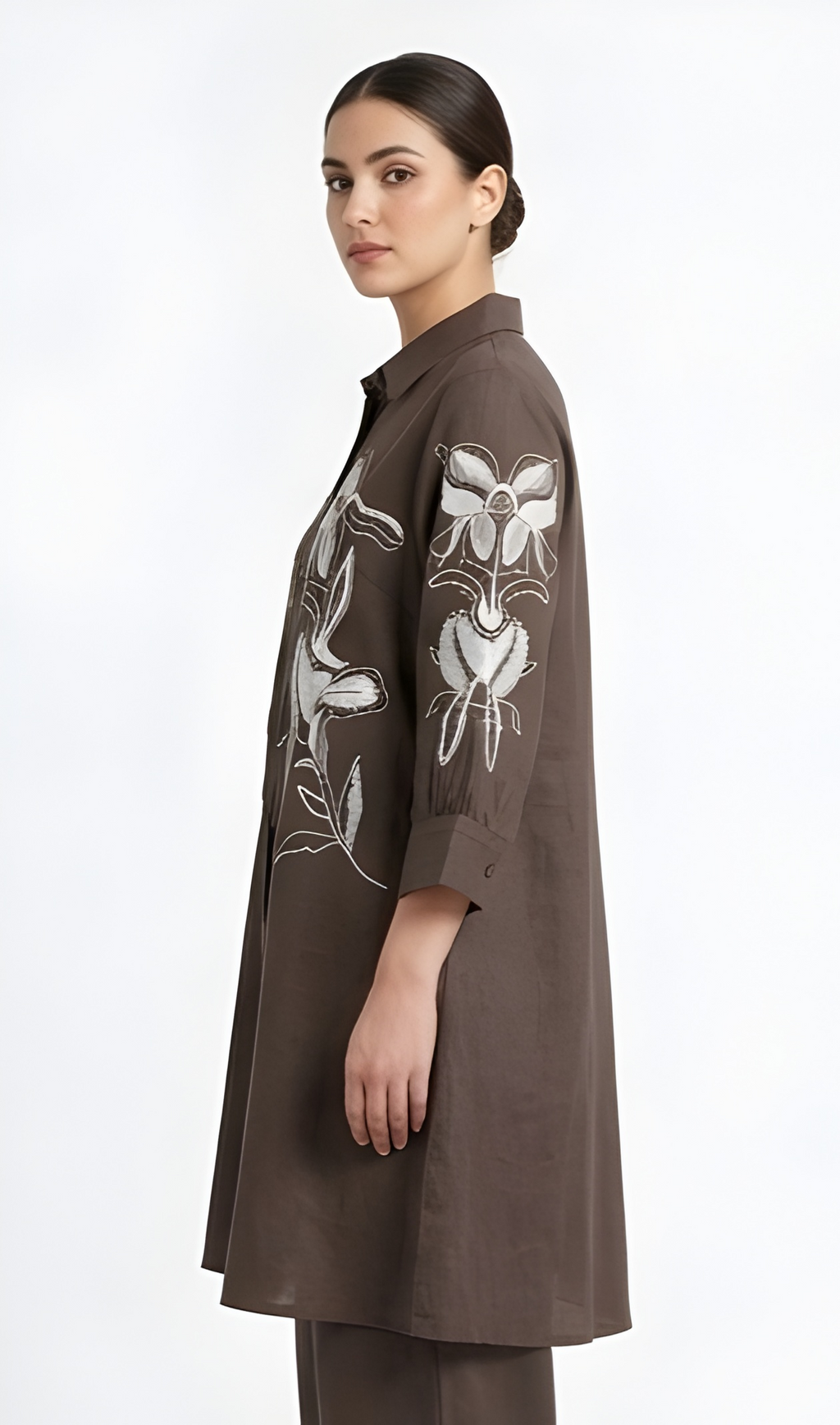 Floral Embroidered Premium Cotton Tunic & Wide-Leg Co-Ord Set