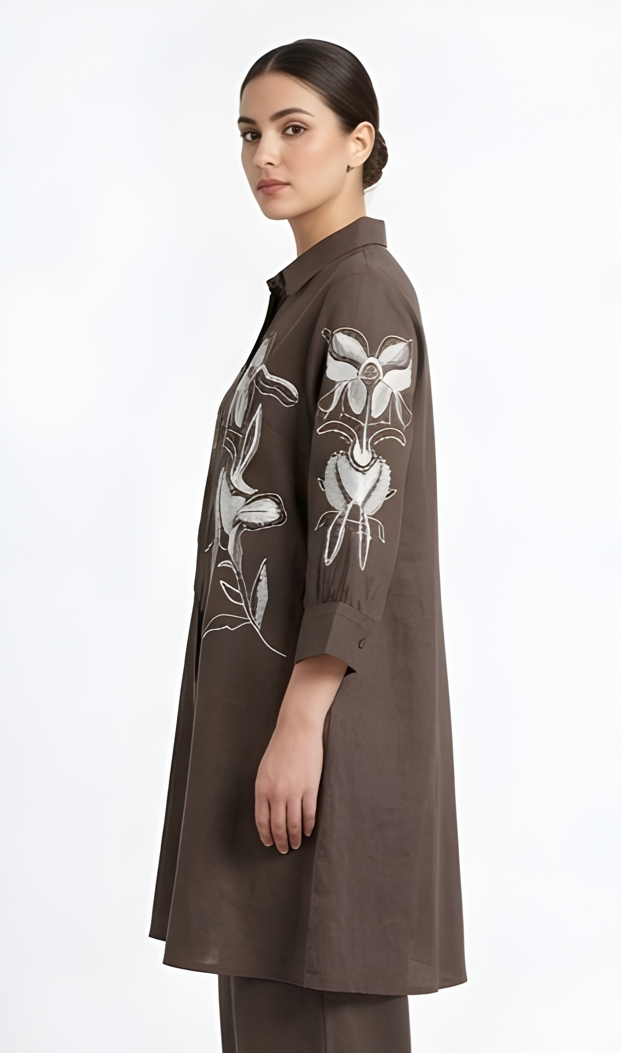 Floral Embroidered Premium Cotton Tunic & Wide-Leg Co-Ord Set
