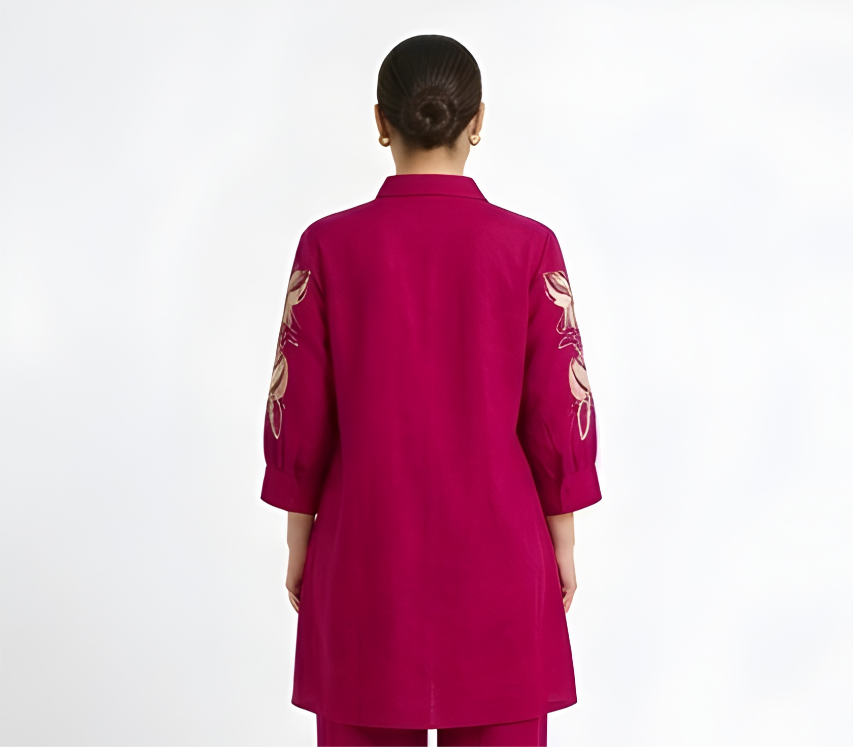Floral Embroidered Premium Cotton Tunic & Wide-Leg Co-Ord Set
