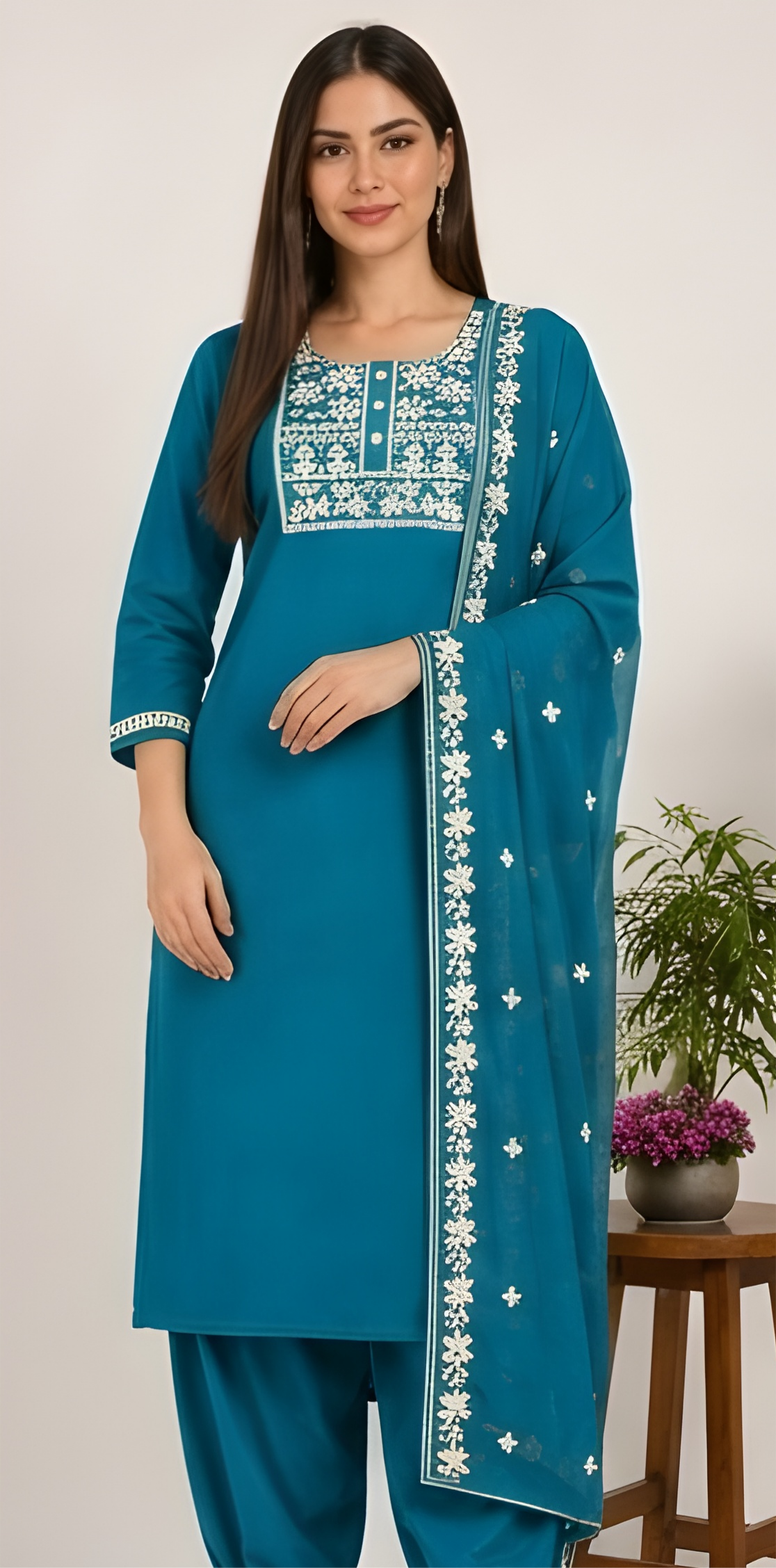 Classic Festive Embroidered Three-Piece Suit