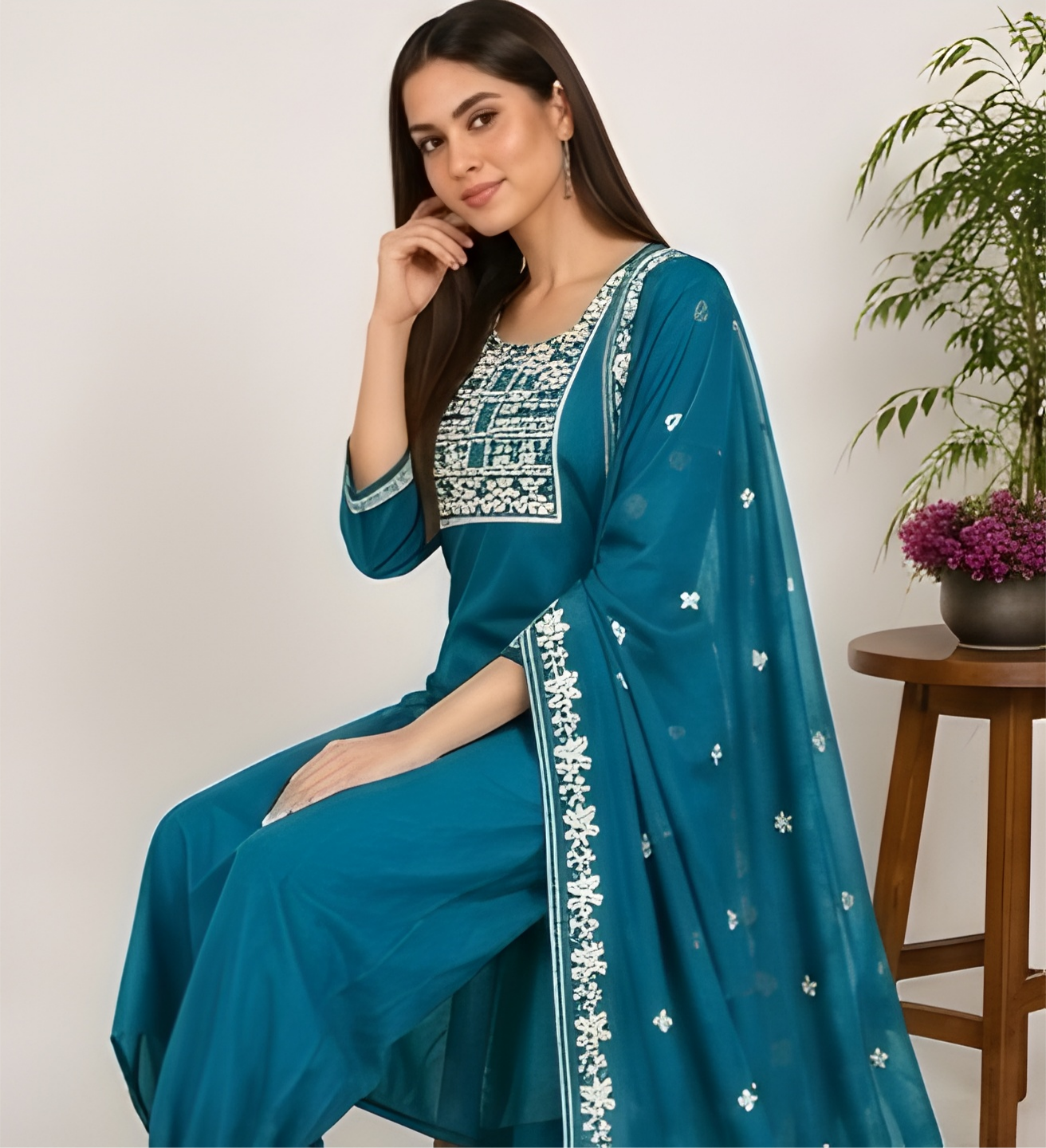 Classic Festive Embroidered Three-Piece Suit